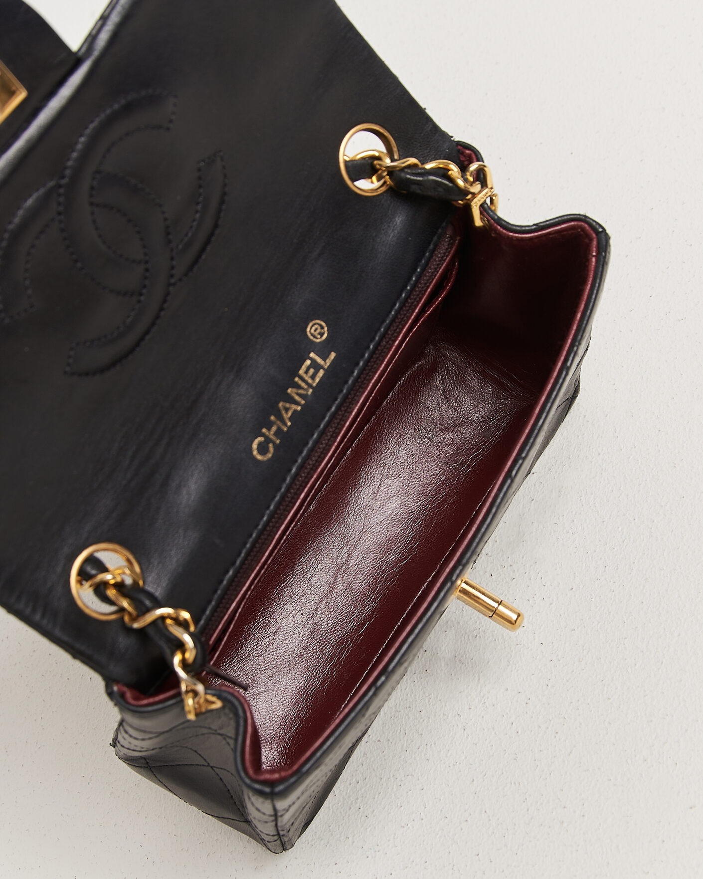 Men | Chanel Pre-Owned Classic Mini Single Flap Square Bag Black | Chanel Pre-Owned | Classic Mini Single Flap Square Bag Black