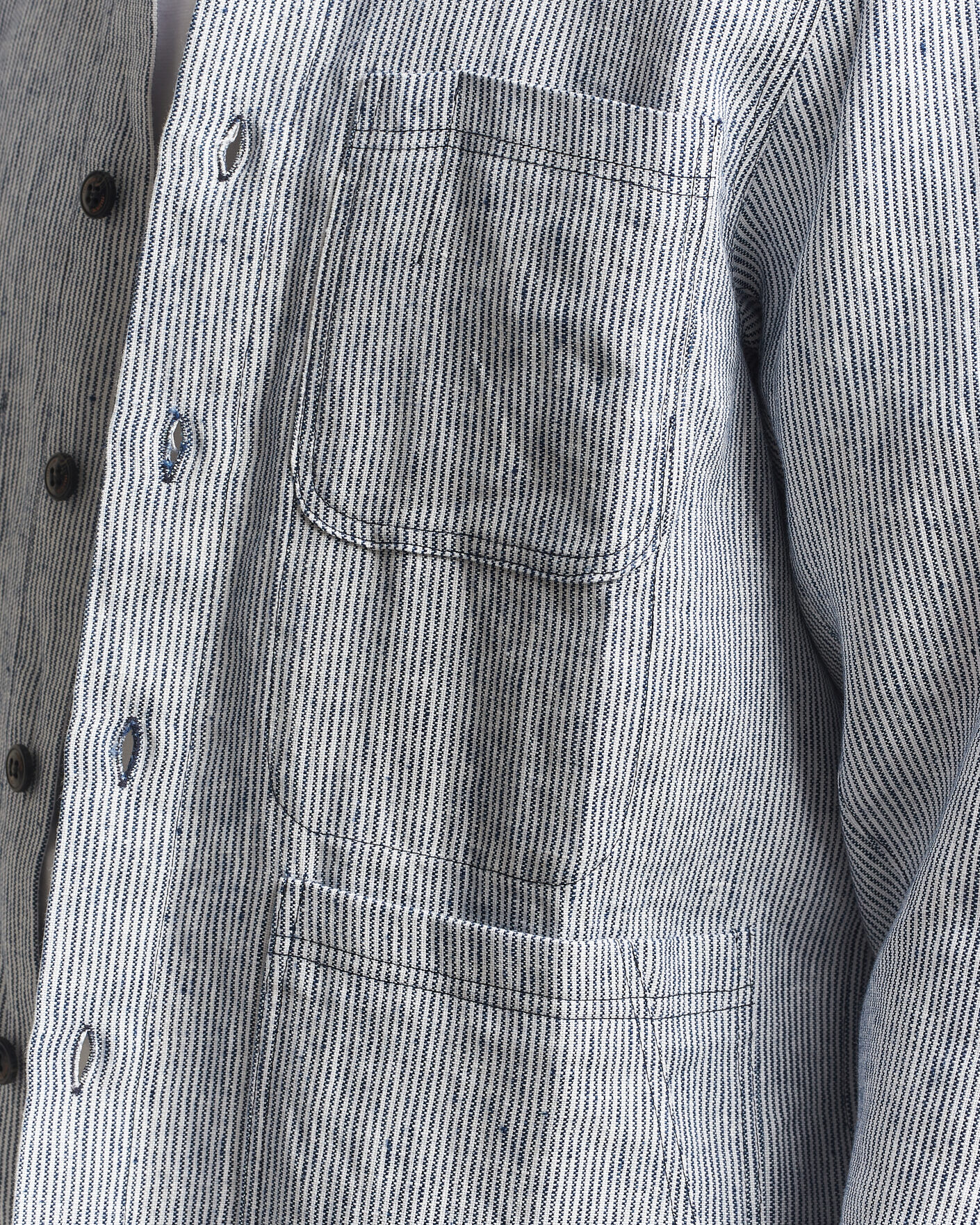 Men | Shirts | Peregrine | Windsor Linen Shacket Navy Stripe