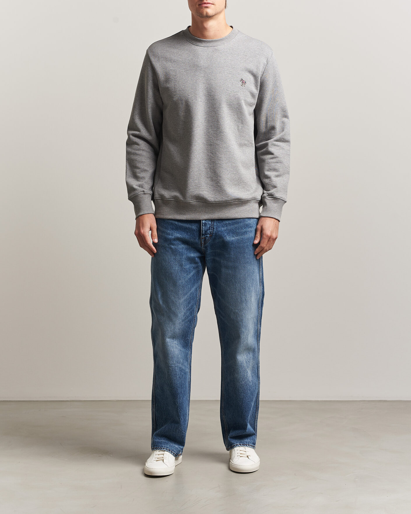 Men | Sweaters & Knitwear | PS Paul Smith | Zebra Organic Cotton Sweatshirt Grey Melange