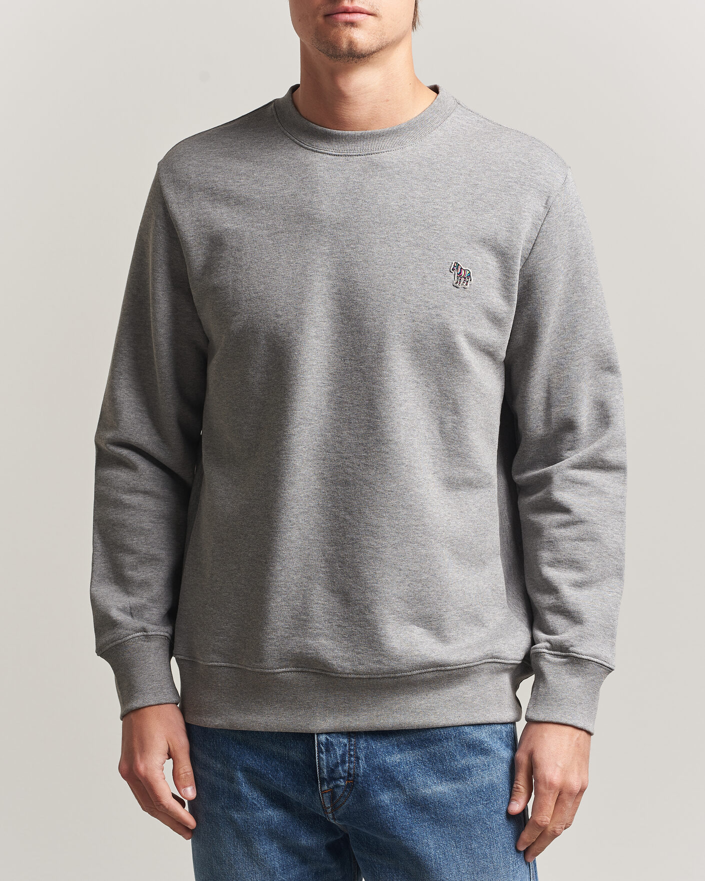 Men | Sweaters & Knitwear | PS Paul Smith | Zebra Organic Cotton Sweatshirt Grey Melange