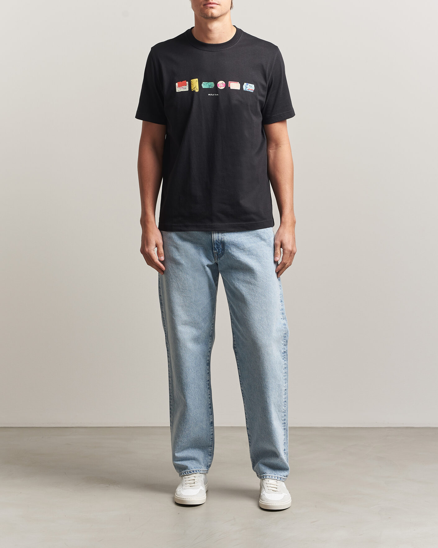 Men | T-Shirts | PS Paul Smith | In A Row Crew Neck T-Shirt Black