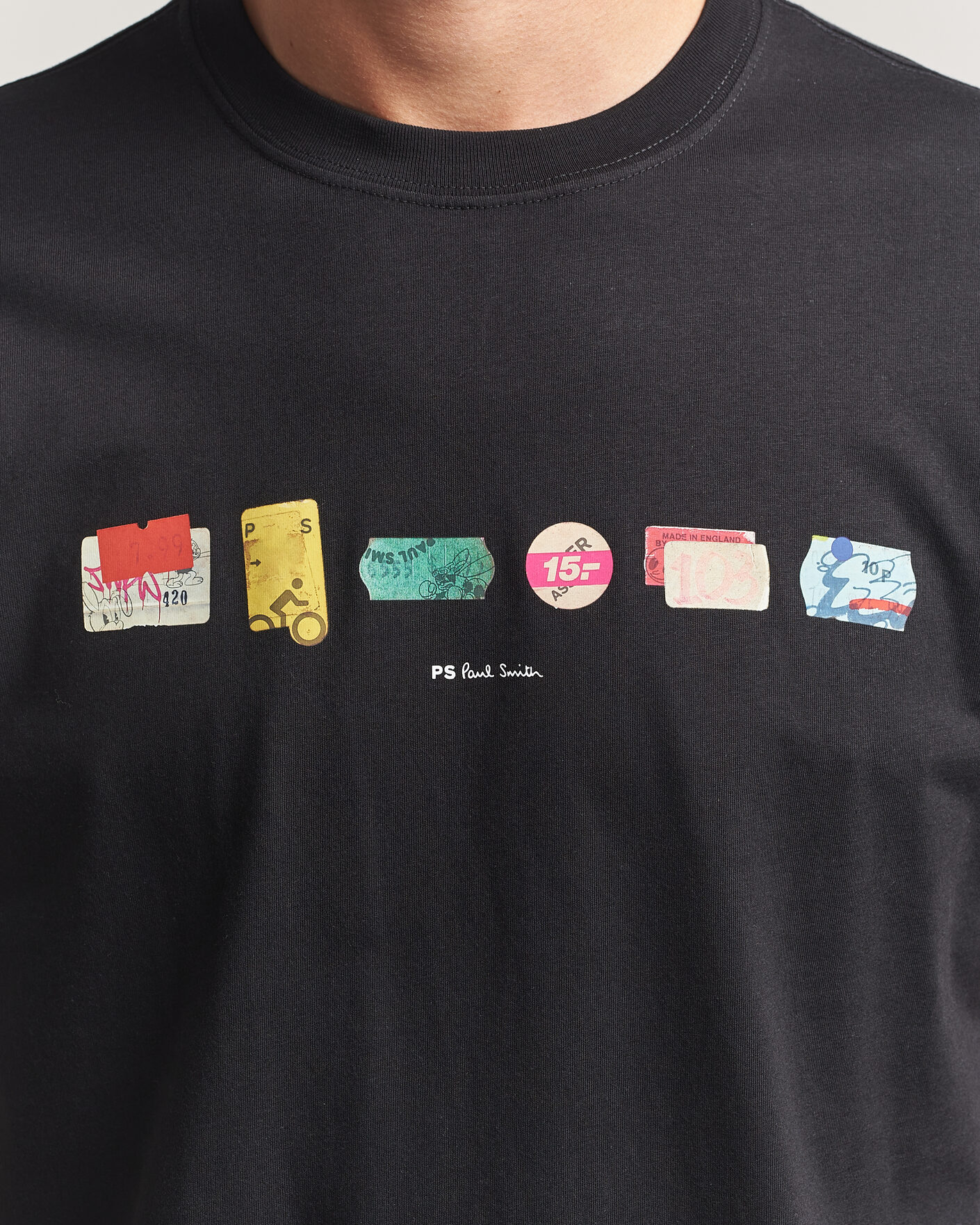 Men | T-Shirts | PS Paul Smith | In A Row Crew Neck T-Shirt Black