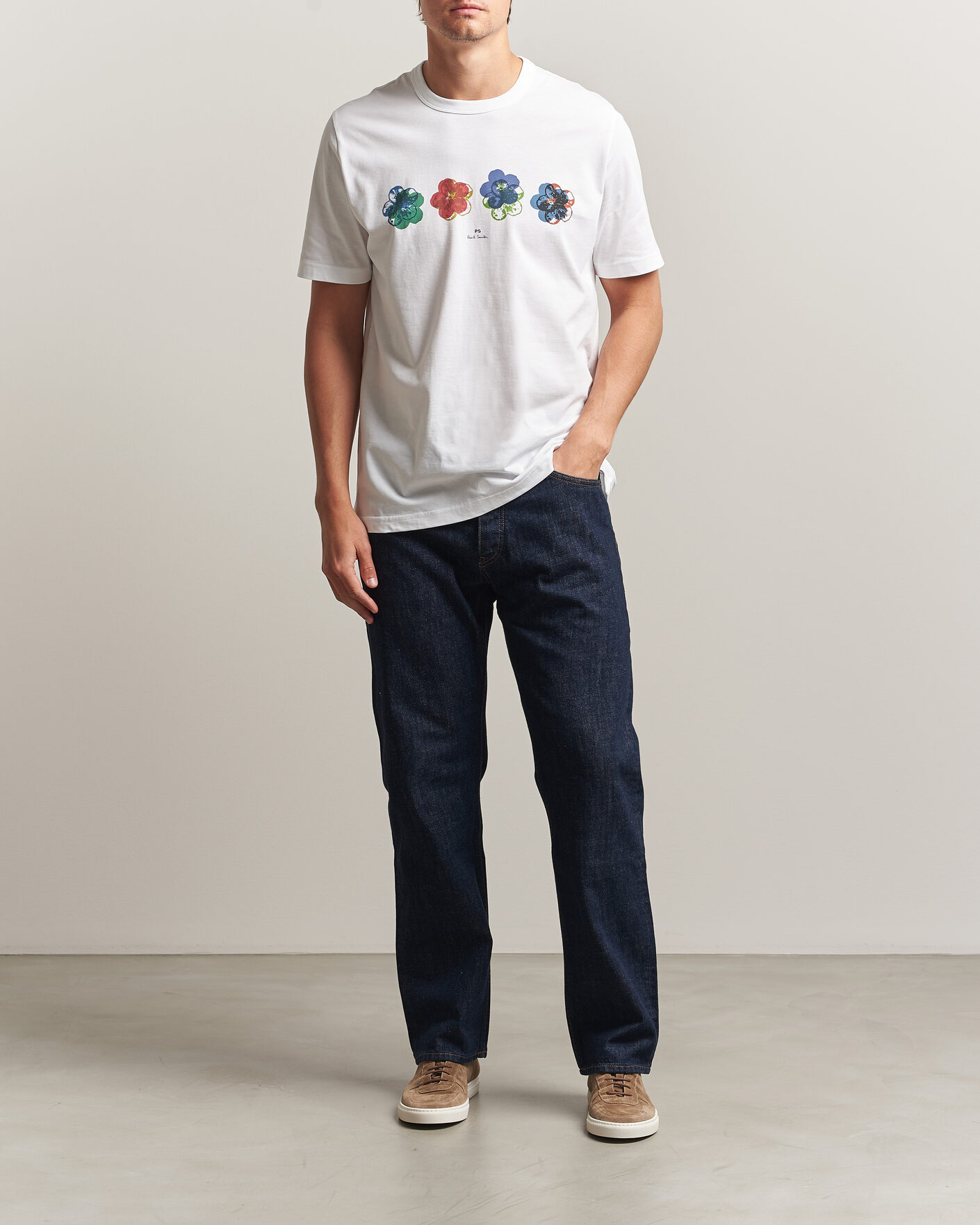 Men | T-Shirts | PS Paul Smith | Flower Crew Neck T-Shirt White