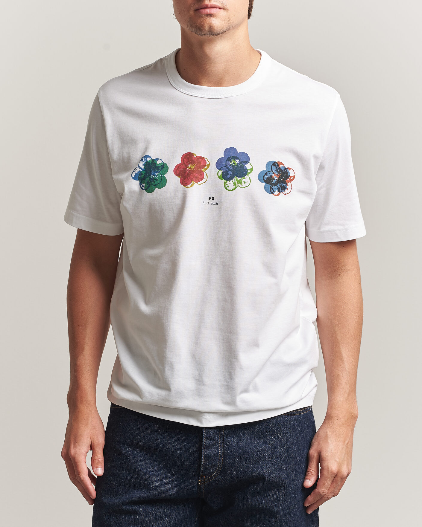 Men | T-Shirts | PS Paul Smith | Flower Crew Neck T-Shirt White
