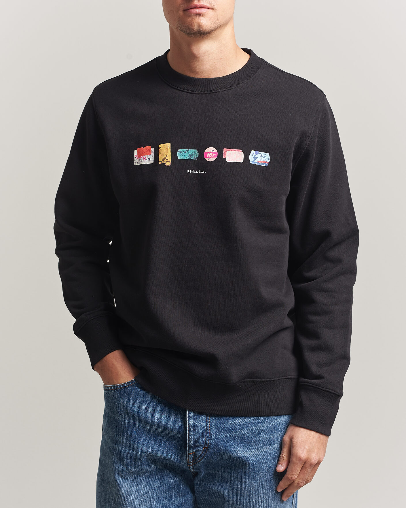 Men | Sweaters & Knitwear | PS Paul Smith | In A Row Crew Neck Sweatshirt Black