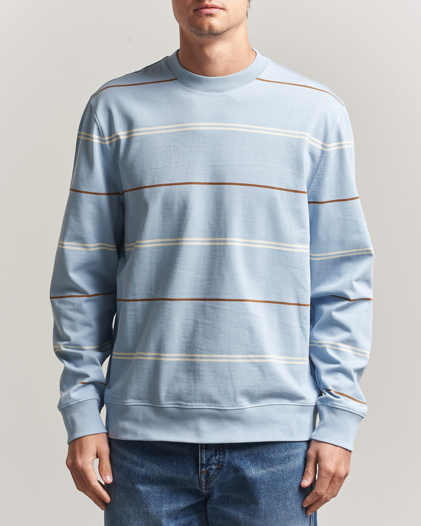Men | Sweaters & Knitwear | PS Paul Smith | Cotton Striped Sweater Light Blue