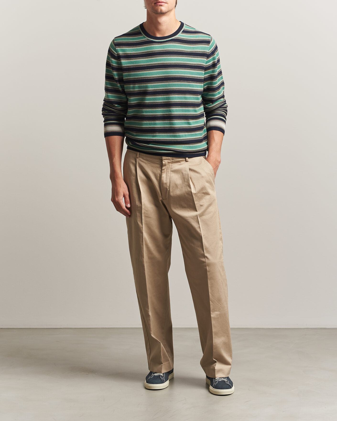 Men | Sweaters & Knitwear | PS Paul Smith | Merino Wool Knitted Striped Sweater Green