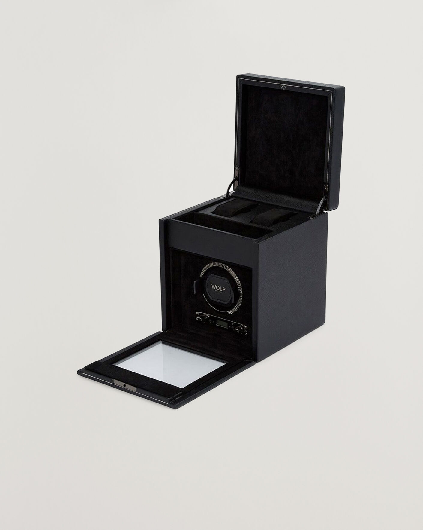 Men | Watch & Jewellery Boxes | WOLF | British Racing Single Watch Winder With Storage Black