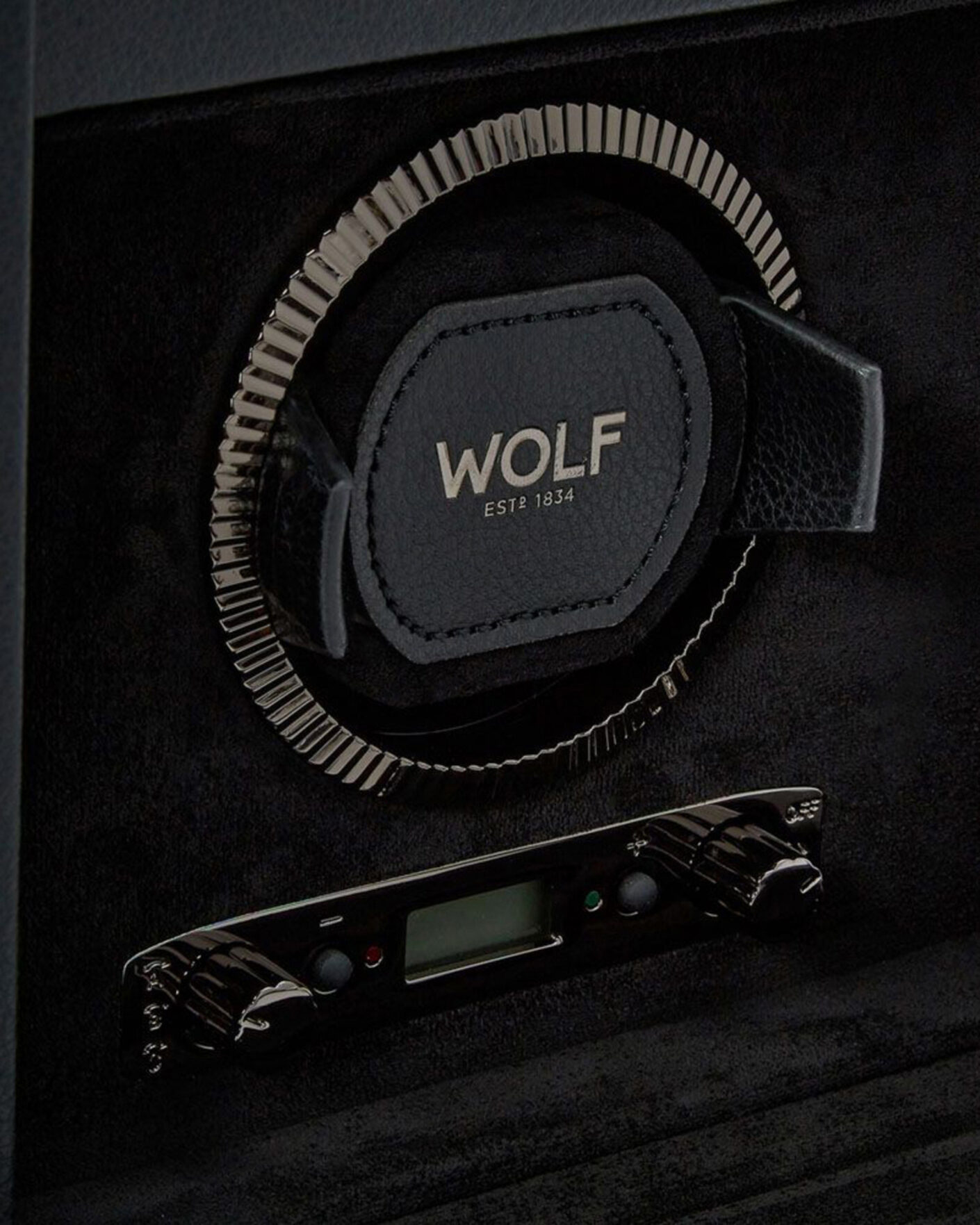 Men | WOLF British Racing Single Watch Winder With Storage Black | WOLF | British Racing Single Watch Winder With Storage Black