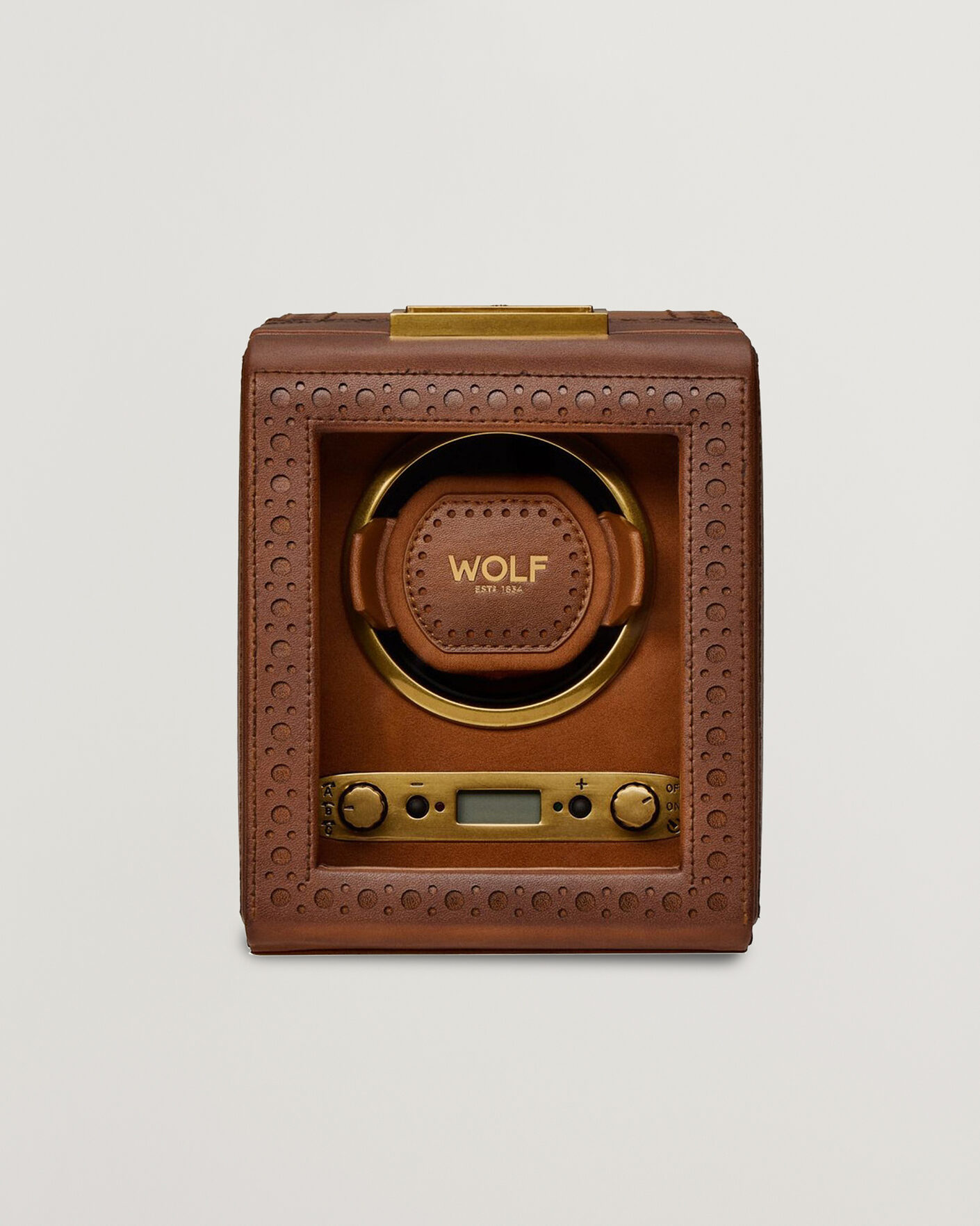 Men | Watch & Jewellery Boxes | WOLF | Brouge Single Watch Winder Burnished Brown