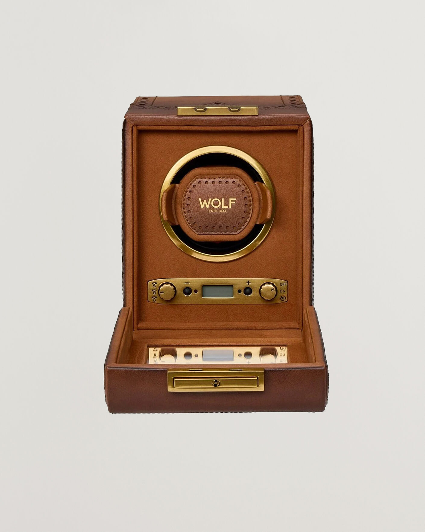 Men | Watch & Jewellery Boxes | WOLF | Brouge Single Watch Winder Burnished Brown
