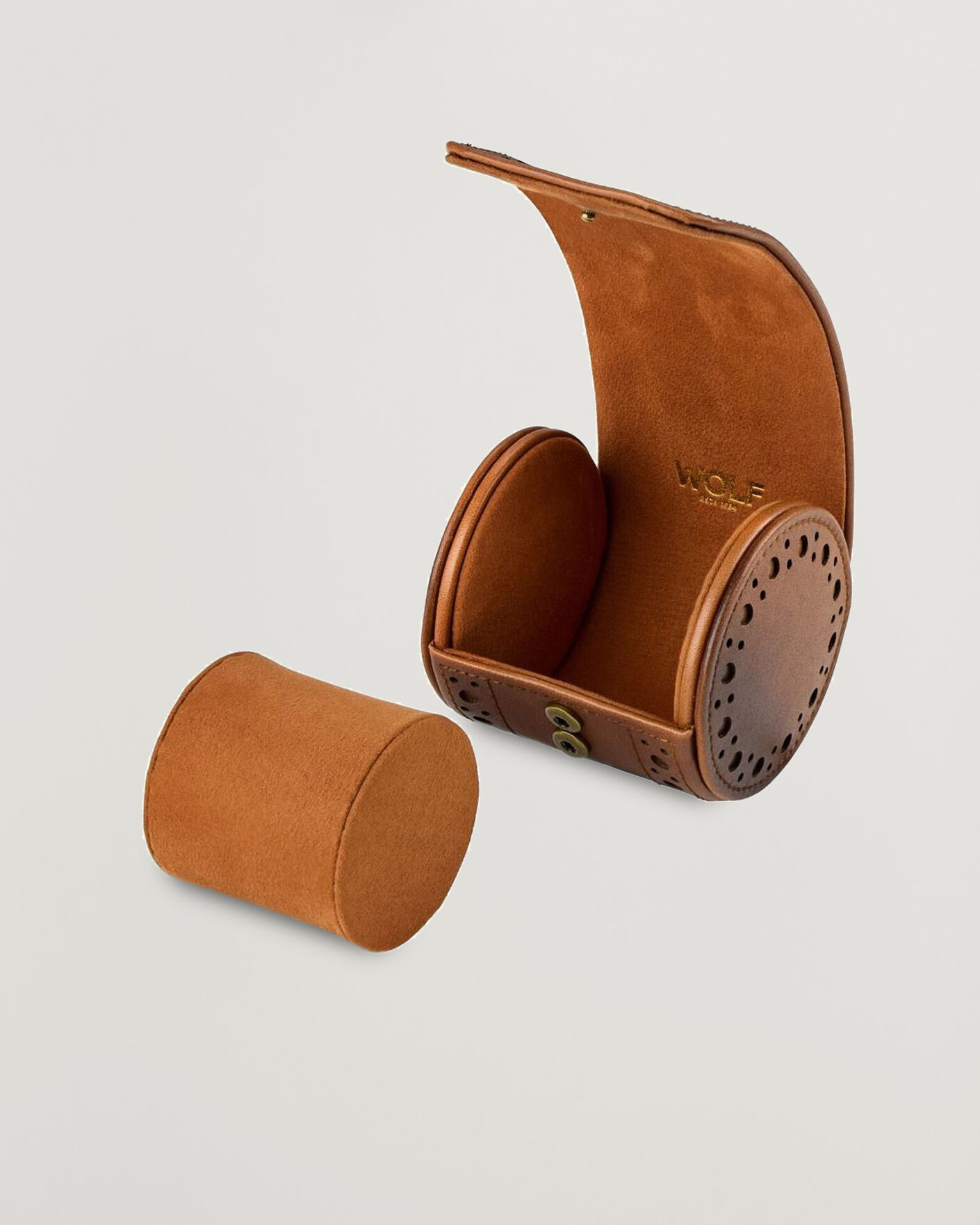 Men | Watch & Jewellery Boxes | WOLF | Brouge Single Watch Roll Burnished Brown
