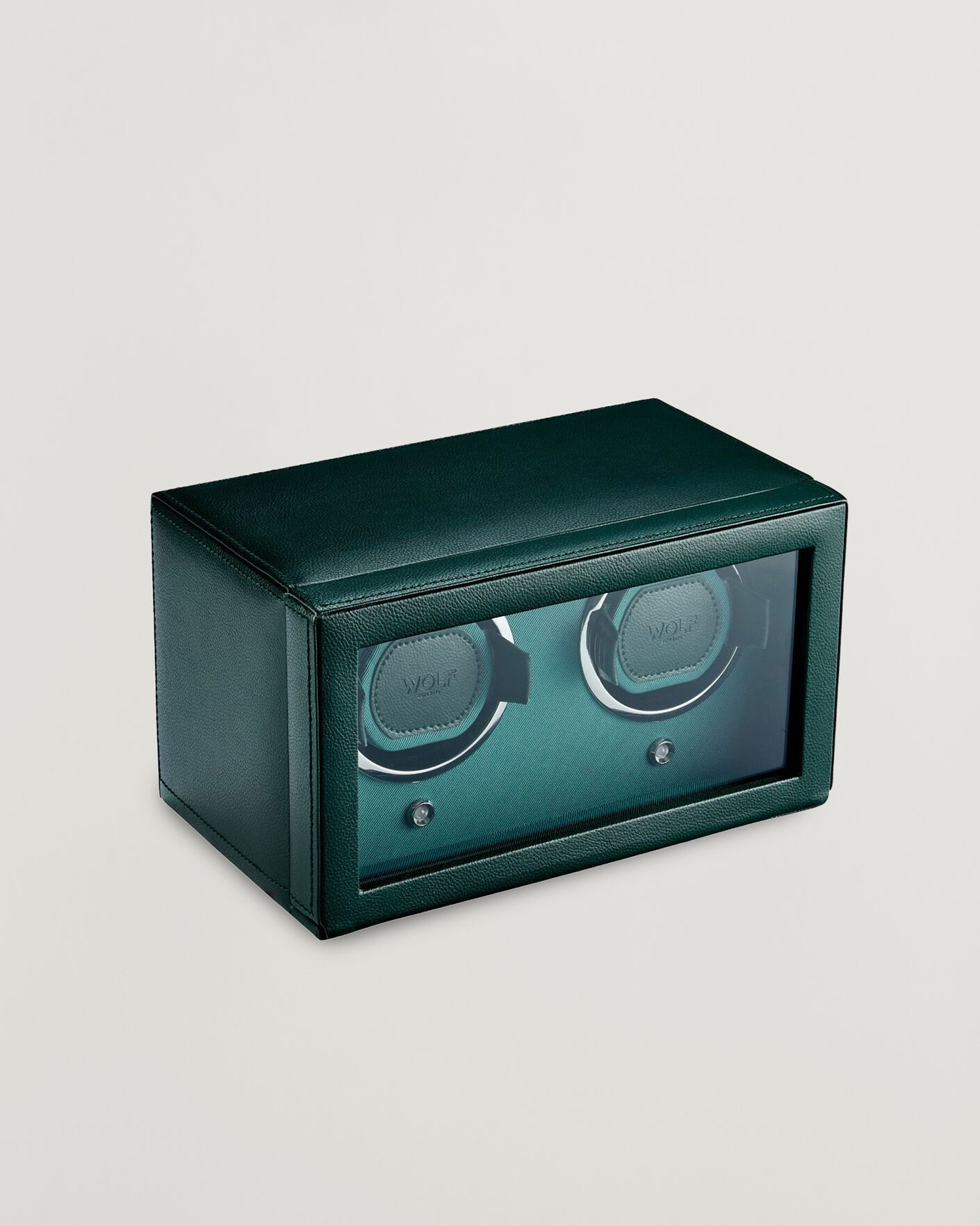 Men | Watch & Jewellery Boxes | WOLF | Cub Double Watch Winder With Cover Green