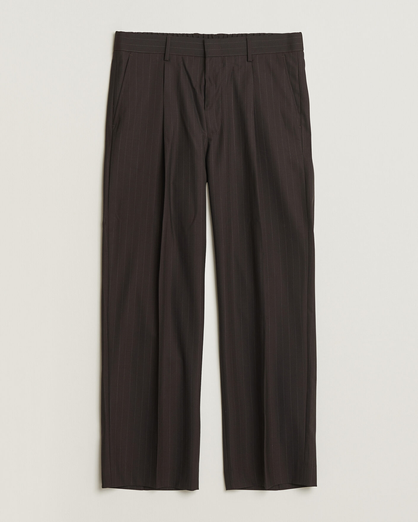 Men | Trousers | NN07 | Kay Pinstriped Pleated Trousers Dark Brown