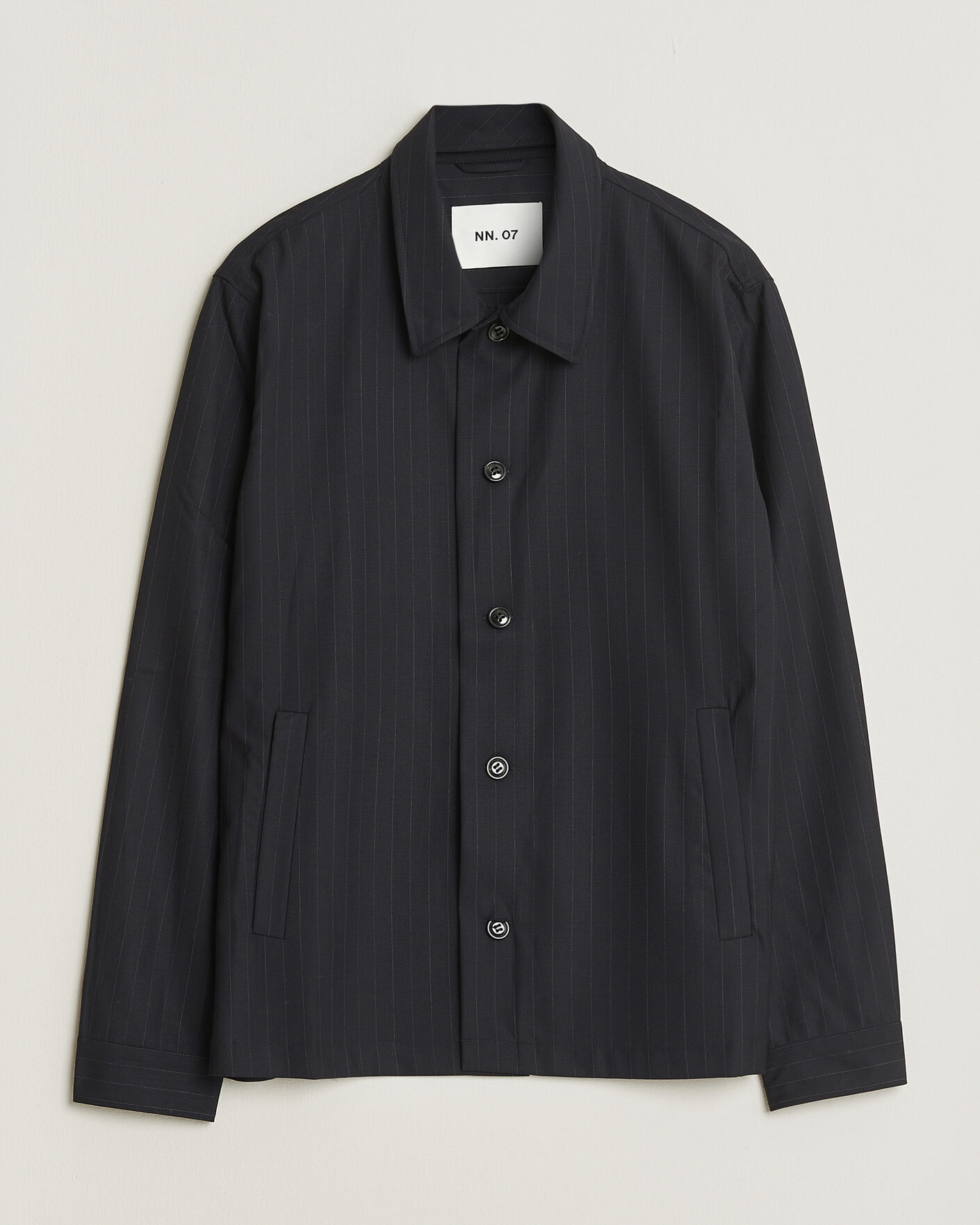 Men | Shirts | NN07 | Zander Pinstriped Overshirt Navy Blue