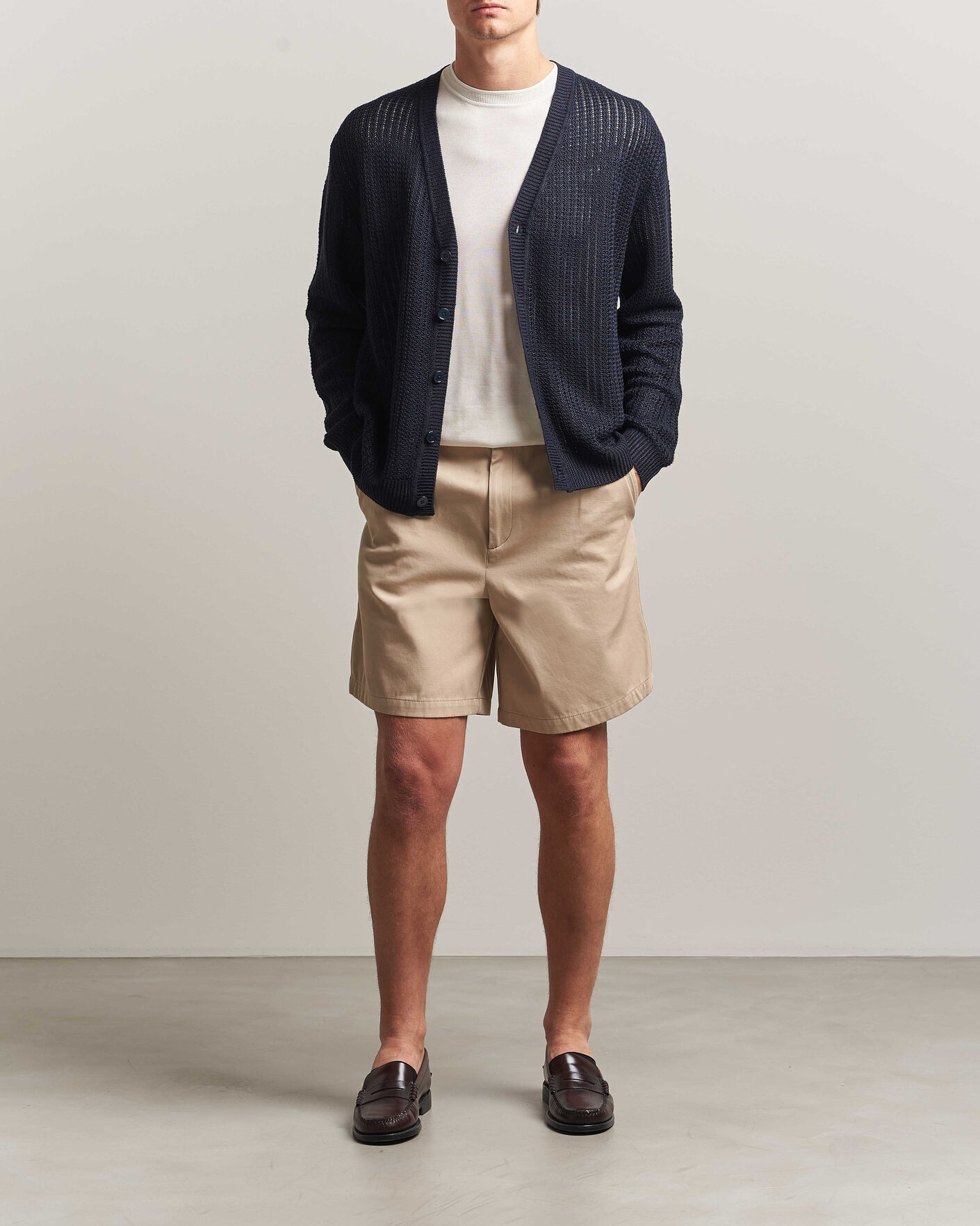 Men | Sweaters & Knitwear | NN07 | Tim Linen Knitted Cardigan Navy Blue