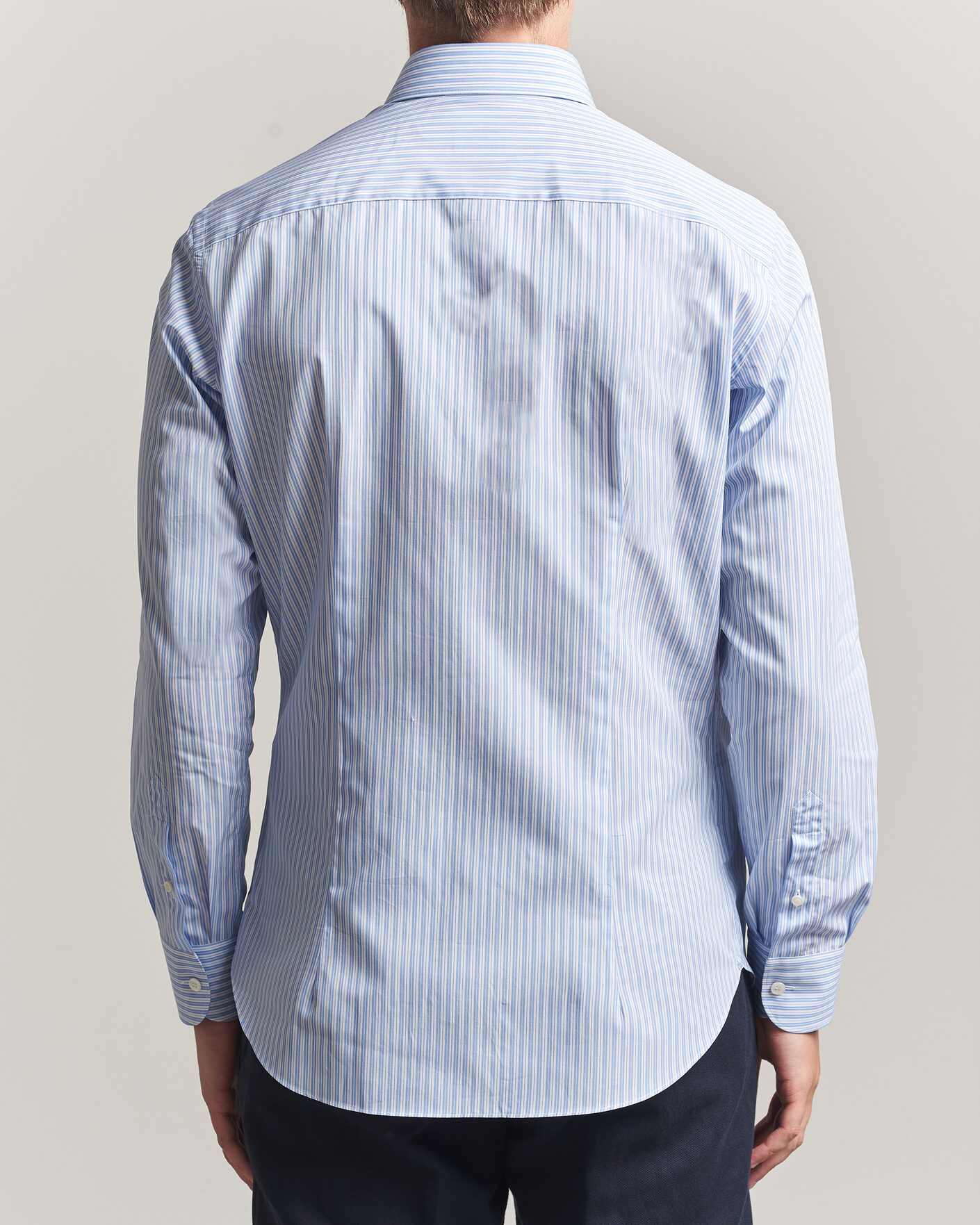 Men | Shirts | Brioni | Poplin Cotton Dress Shirt Light Blue Stripe