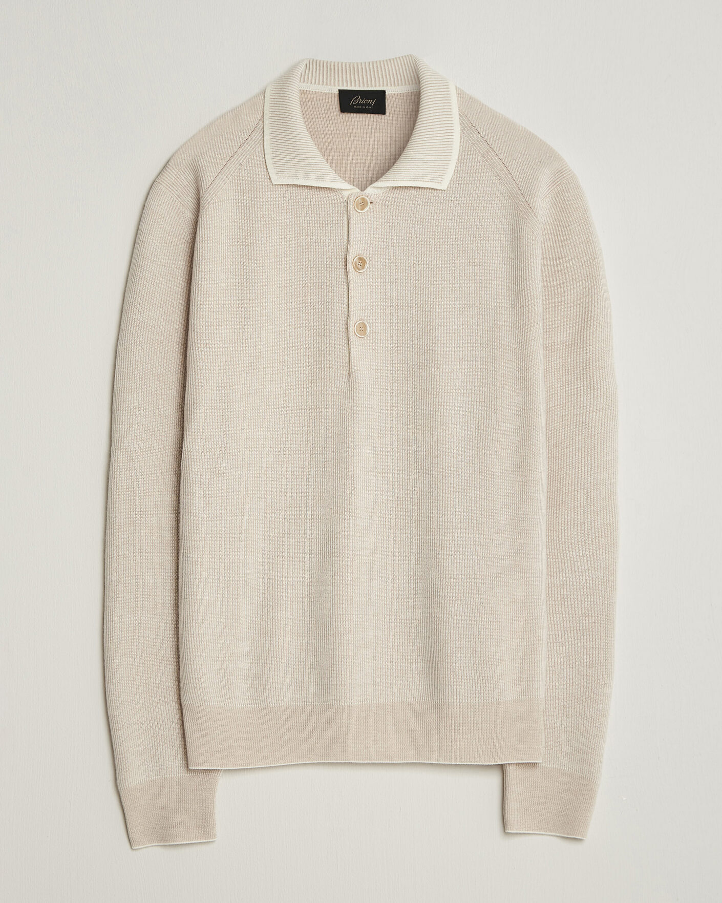 Men | Sweaters & Knitwear | Brioni | Cashmere Rib Knitted Polo Light Beige