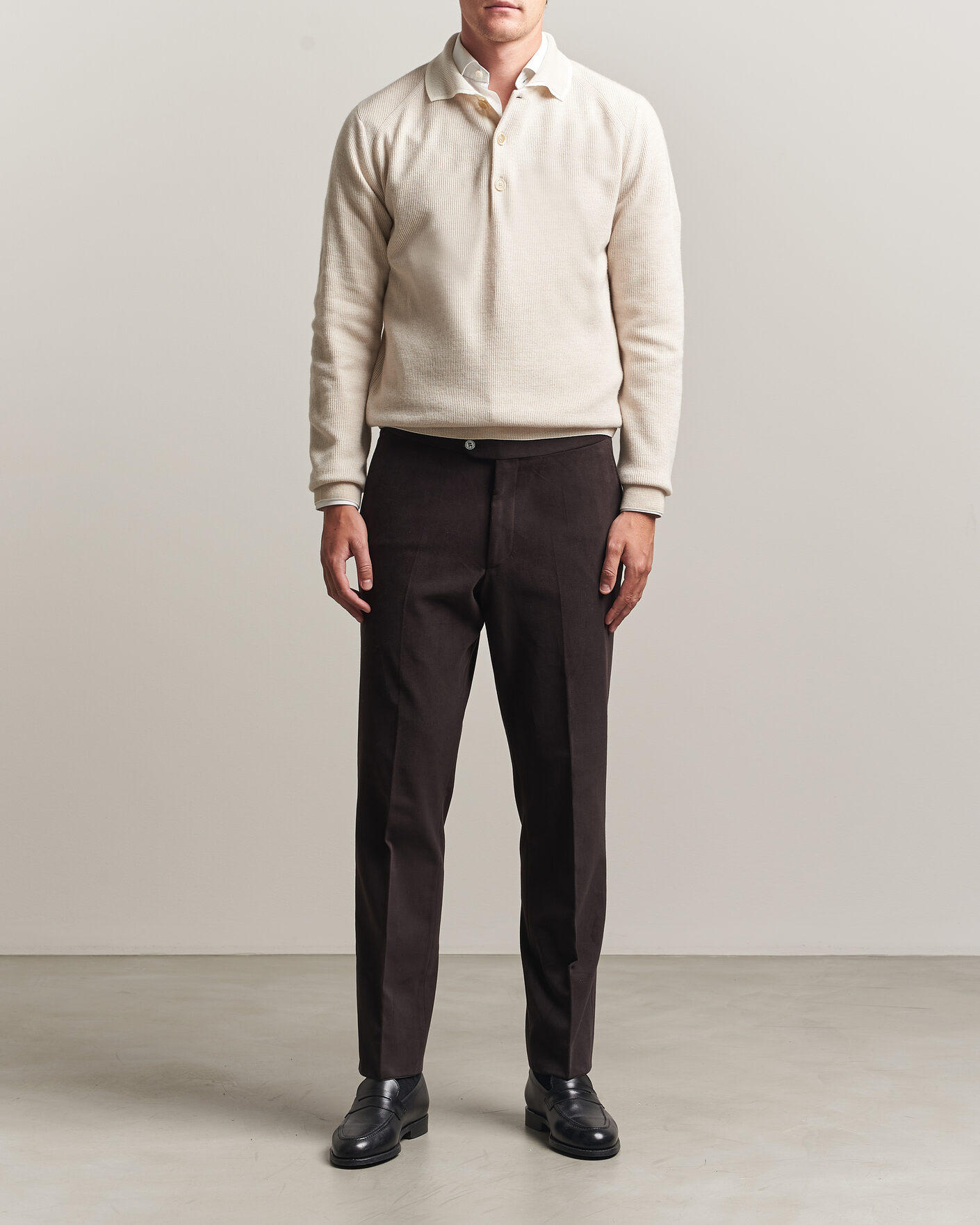 Men | Sweaters & Knitwear | Brioni | Cashmere Rib Knitted Polo Light Beige