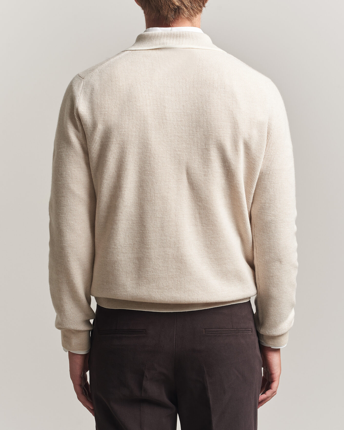 Men | Sweaters & Knitwear | Brioni | Cashmere Rib Knitted Polo Light Beige