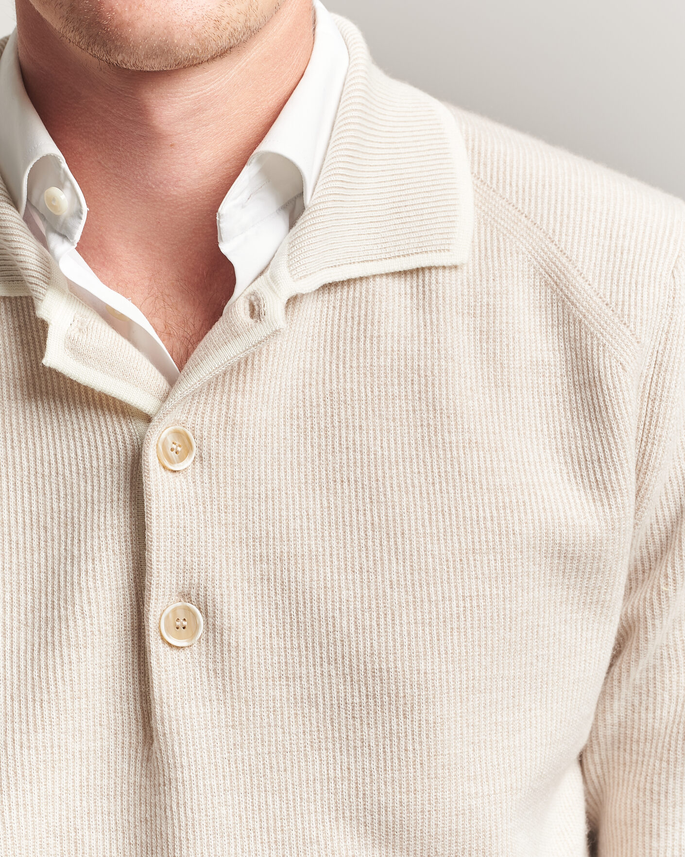 Men | Sweaters & Knitwear | Brioni | Cashmere Rib Knitted Polo Light Beige