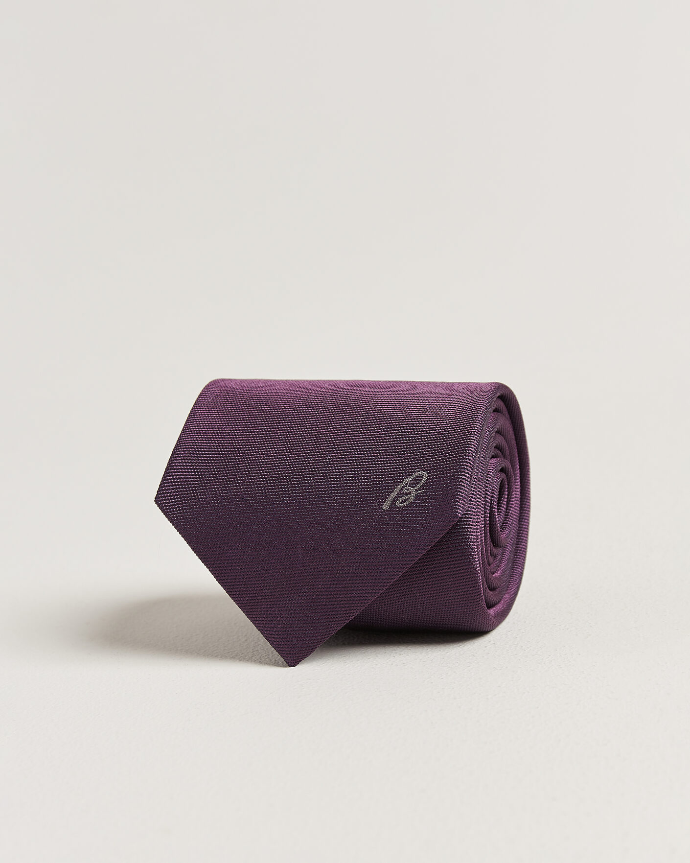 Men | Ties | Brioni | Embroidered Logo Silk Tie Burgundy