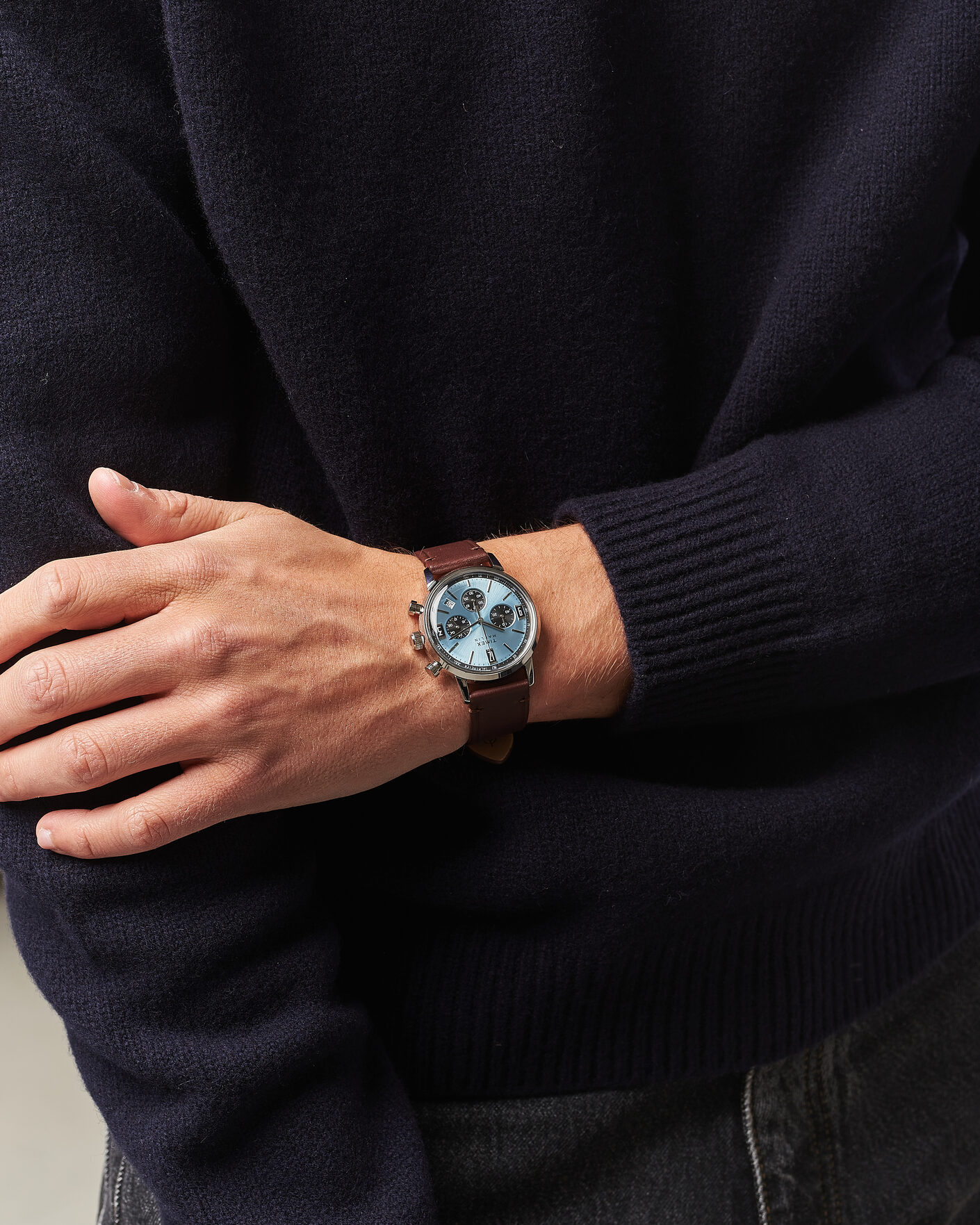 Men | Timex Marlin Quartz Chronograph Leather 40mm Ice Blue Dial | Timex | Marlin Quartz Chronograph Leather 40mm Ice Blue Dial