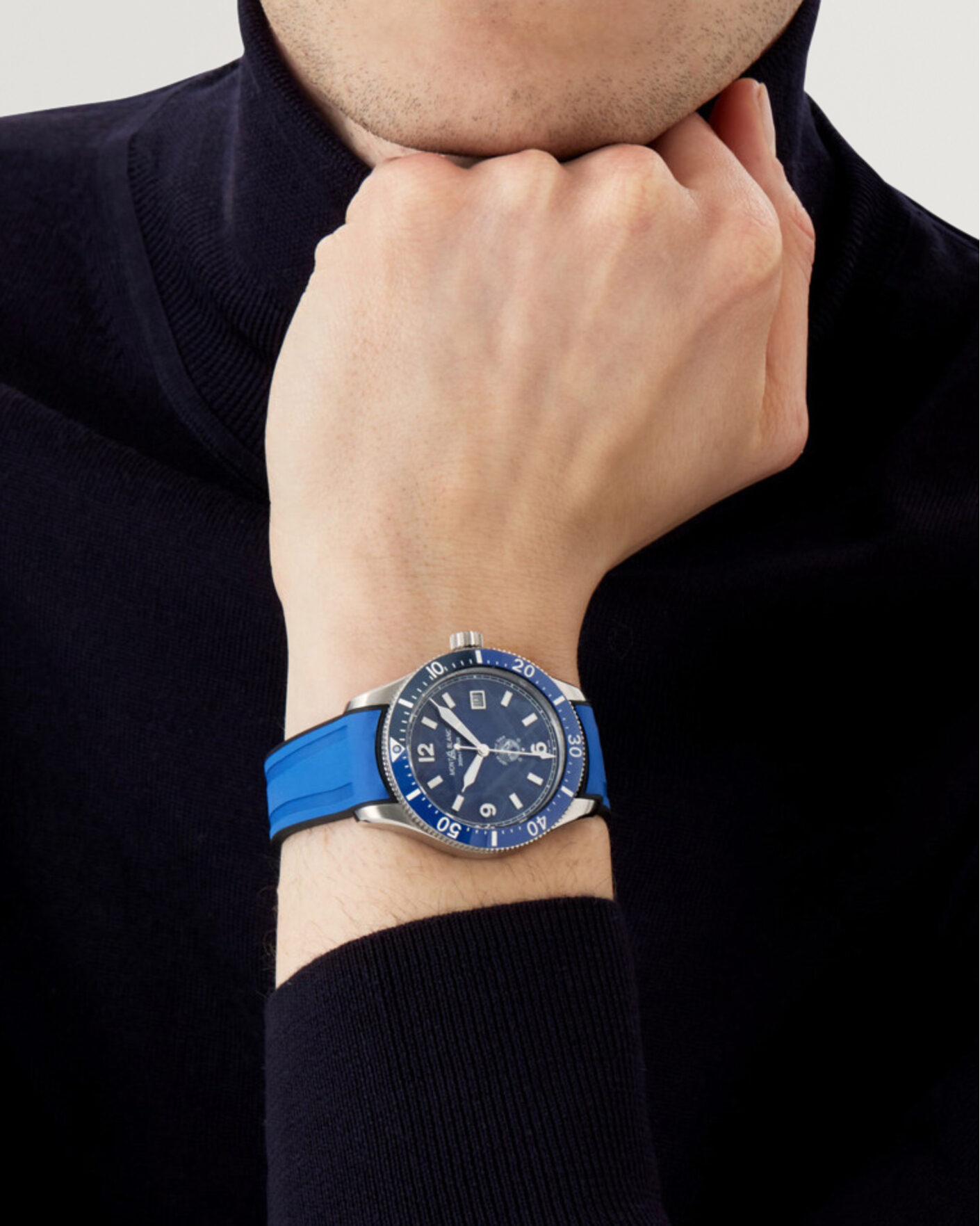 Men | Montblanc Iced Sea Automatic Date Rubber Strap Blue | Montblanc | Iced Sea Automatic Date Rubber Strap Blue