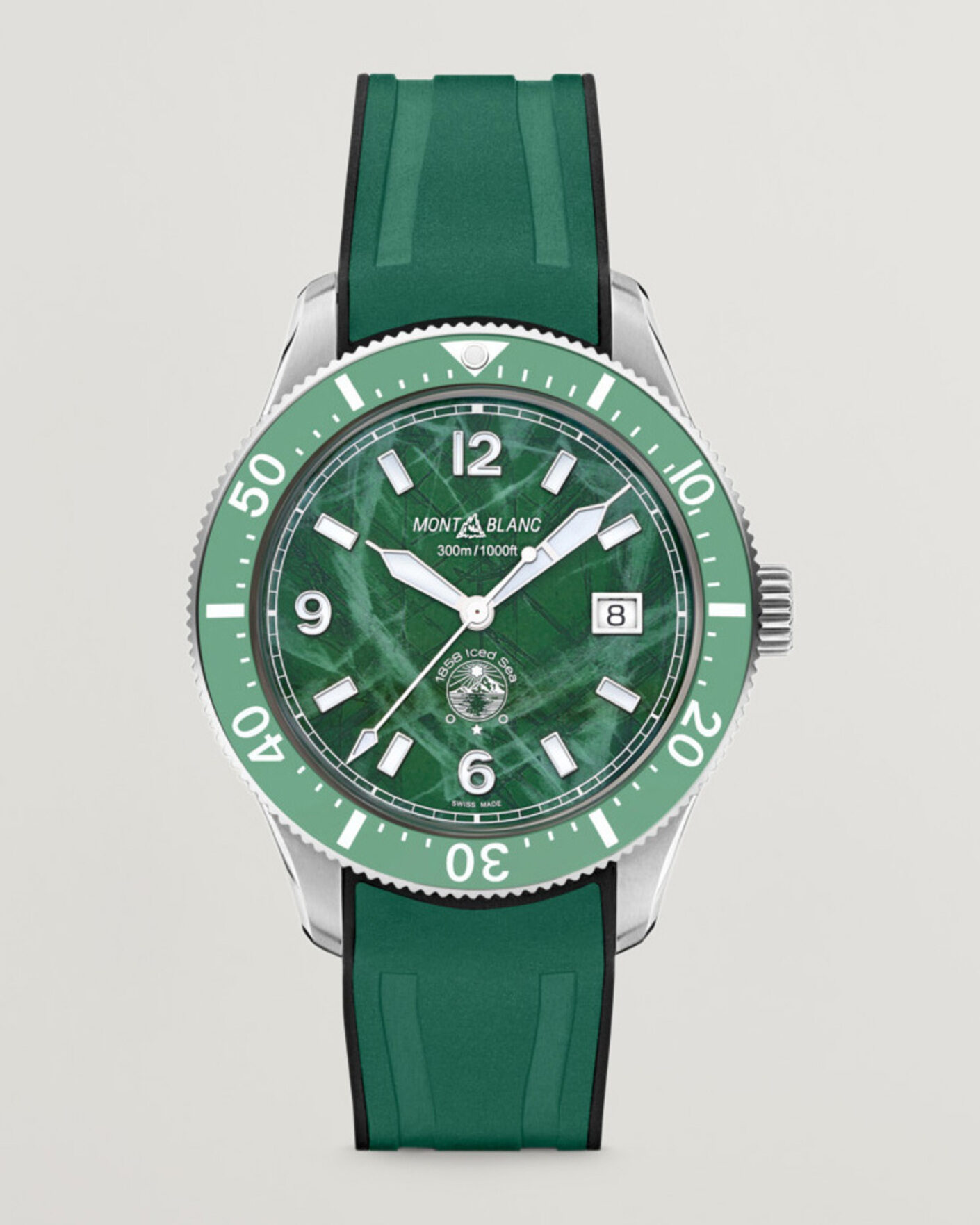 Men | Montblanc Iced Sea Automatic Date Rubber Strap Green | Montblanc | Iced Sea Automatic Date Rubber Strap Green