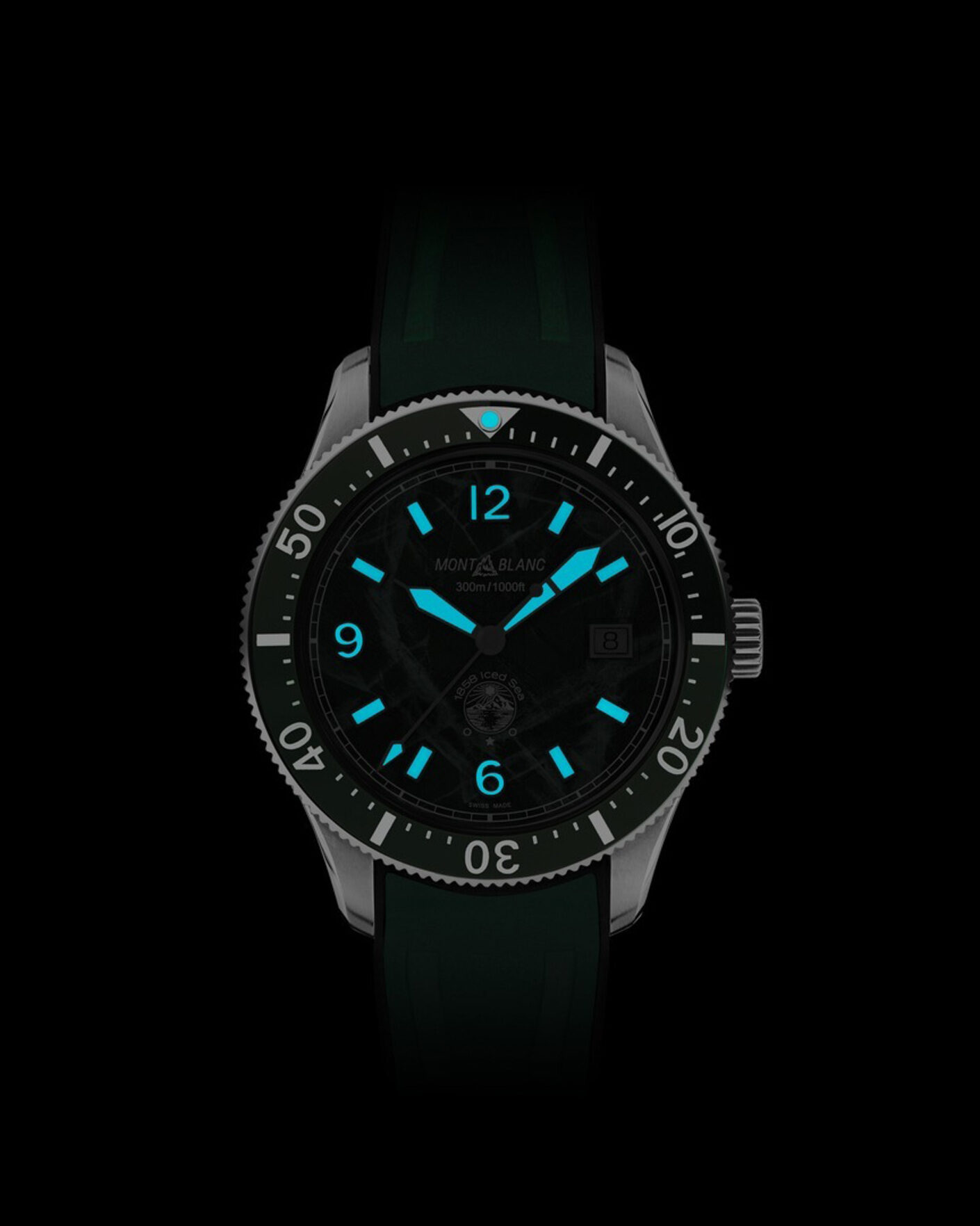 Men | Montblanc Iced Sea Automatic Date Rubber Strap Green | Montblanc | Iced Sea Automatic Date Rubber Strap Green