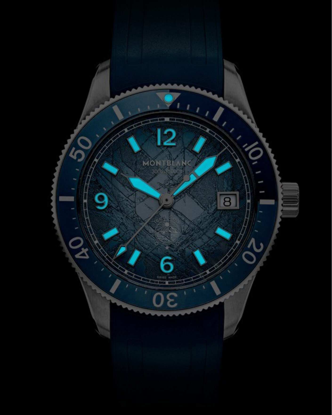 Men | Montblanc Iced Sea Automatic Date 0 Oxygen Rubber Strap Light Blue | Montblanc | Iced Sea Automatic Date 0 Oxygen Rubber Strap Light Blue