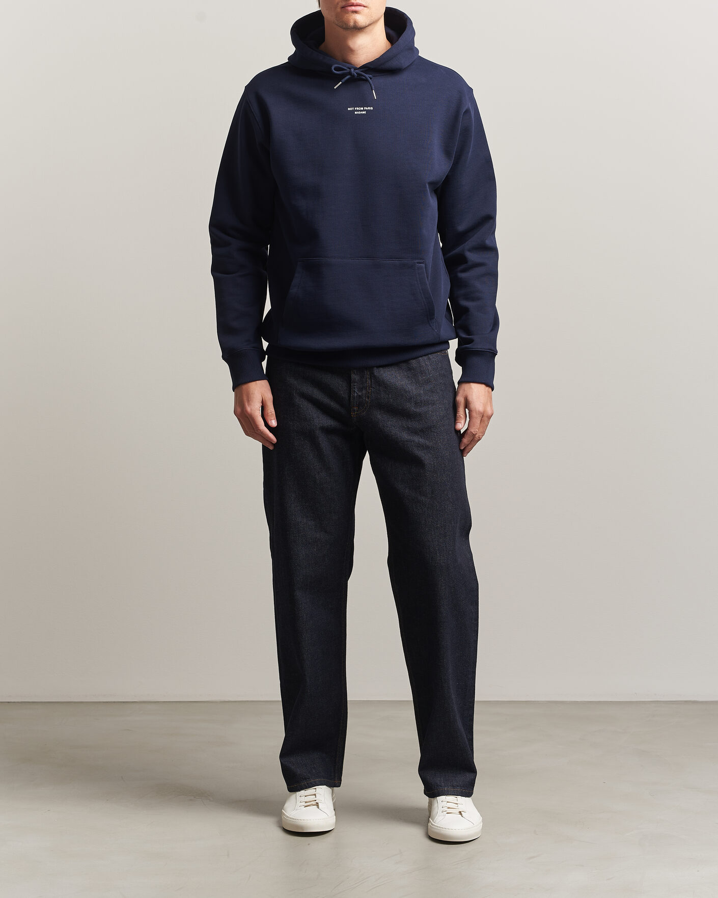 Men | Sweaters & Knitwear | Drôle de Monsieur | Classic Slogan Hoodie Navy