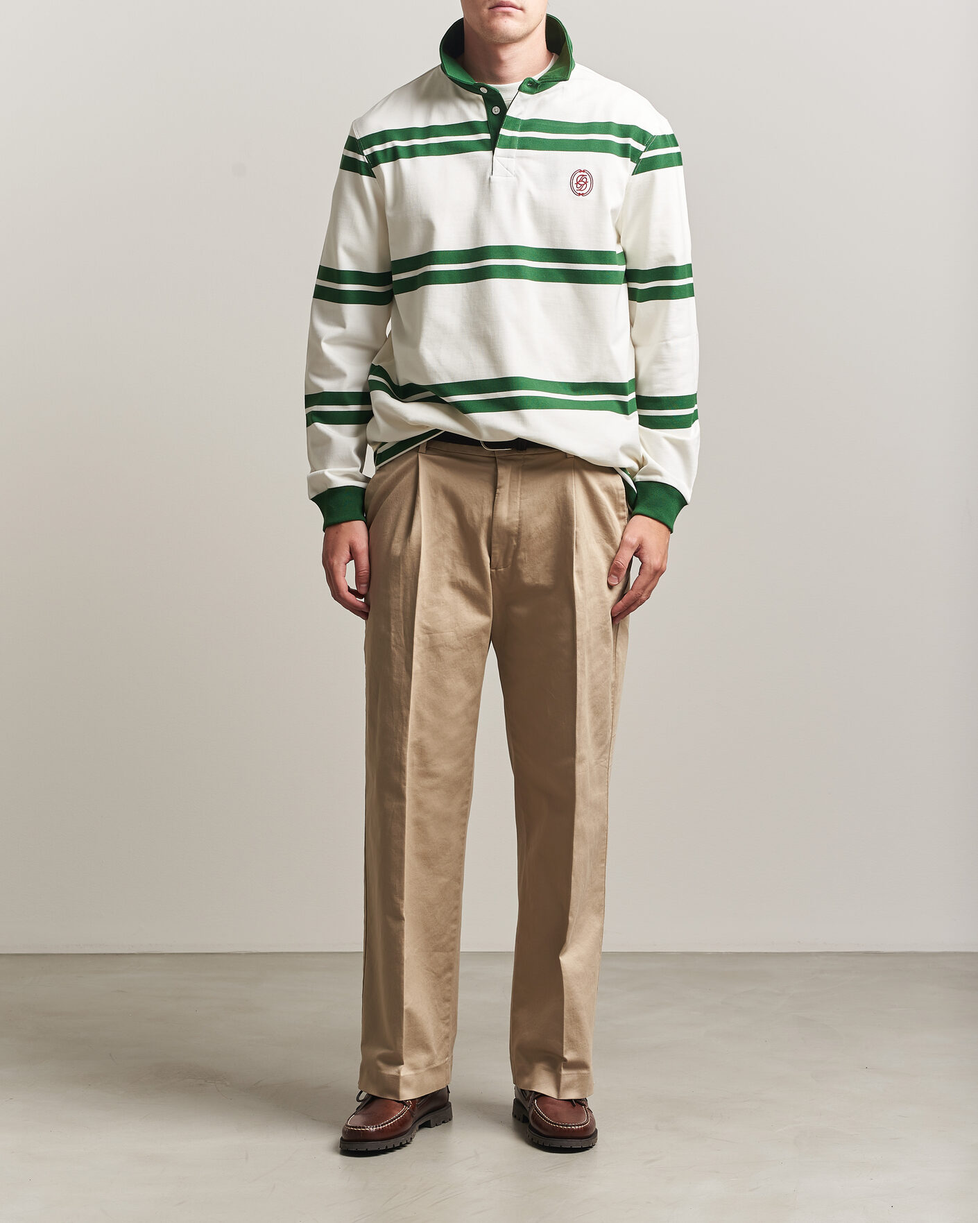 Men | Sweaters & Knitwear | Drôle de Monsieur | Ornament Striped Rugger Water Green