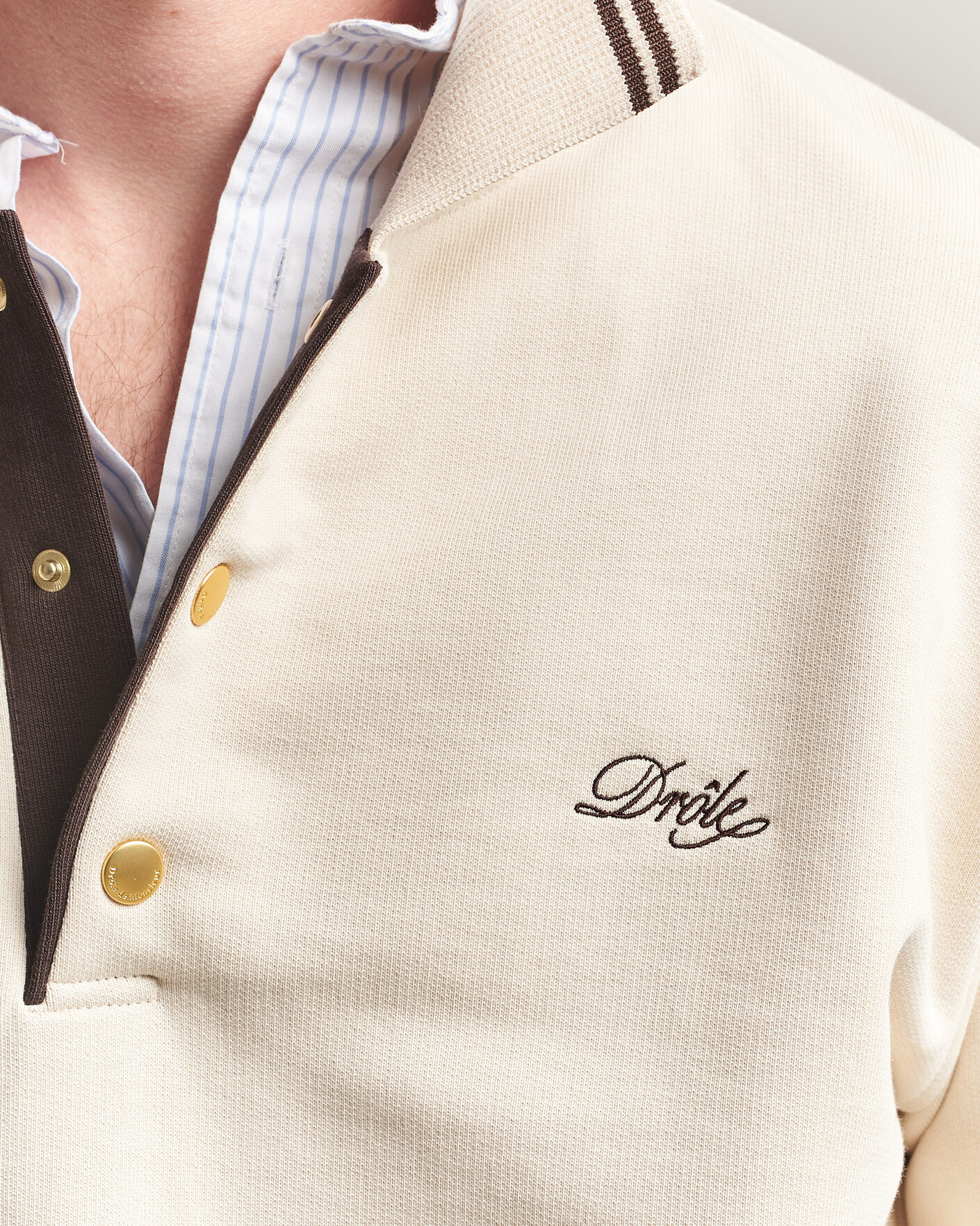 Men | Sweaters & Knitwear | Drôle de Monsieur | Tipped Rugger Light Sand