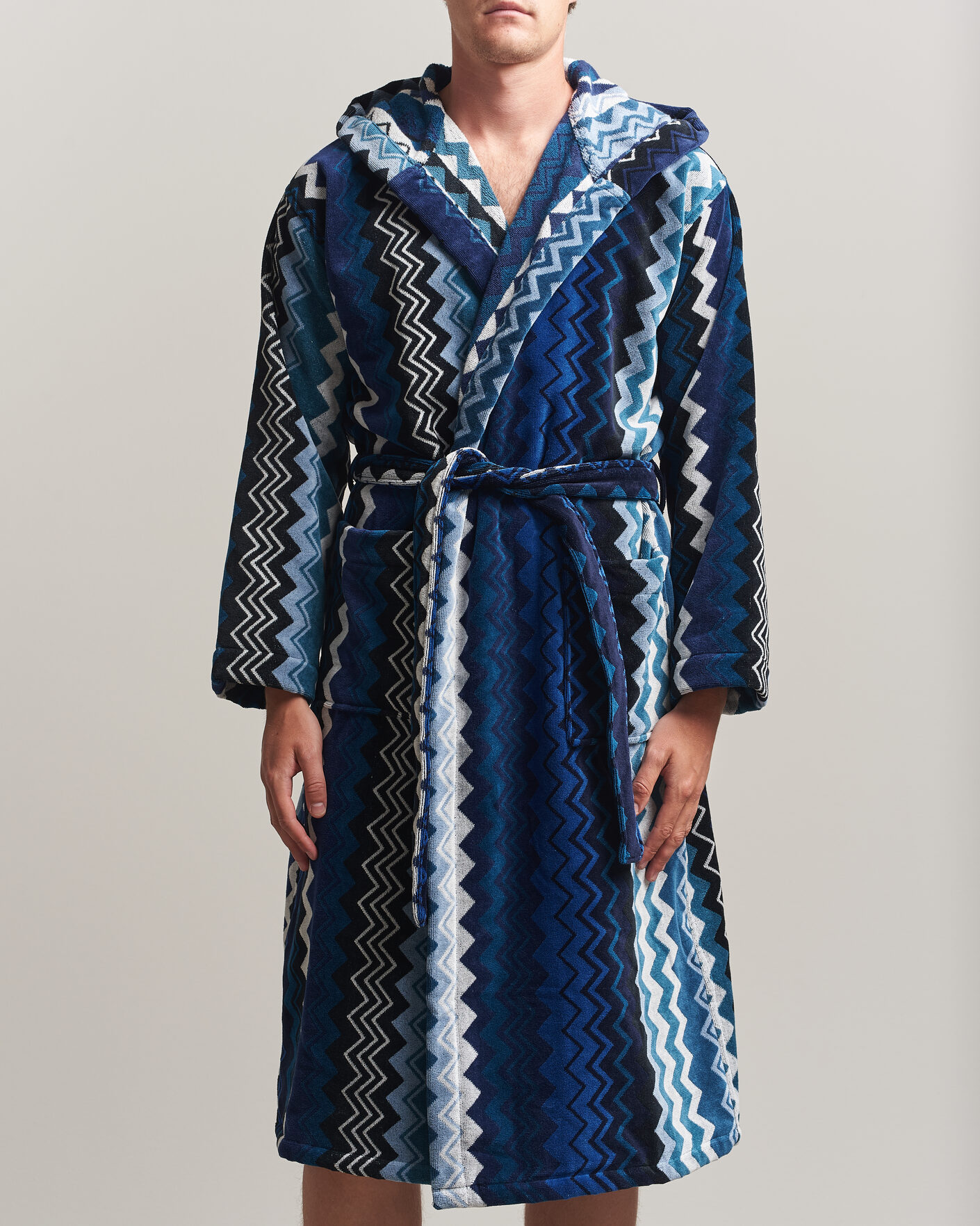Men | Pyjamas & Robes | Missoni Home | Giacomo Hooded Bathrobe Multi Blue