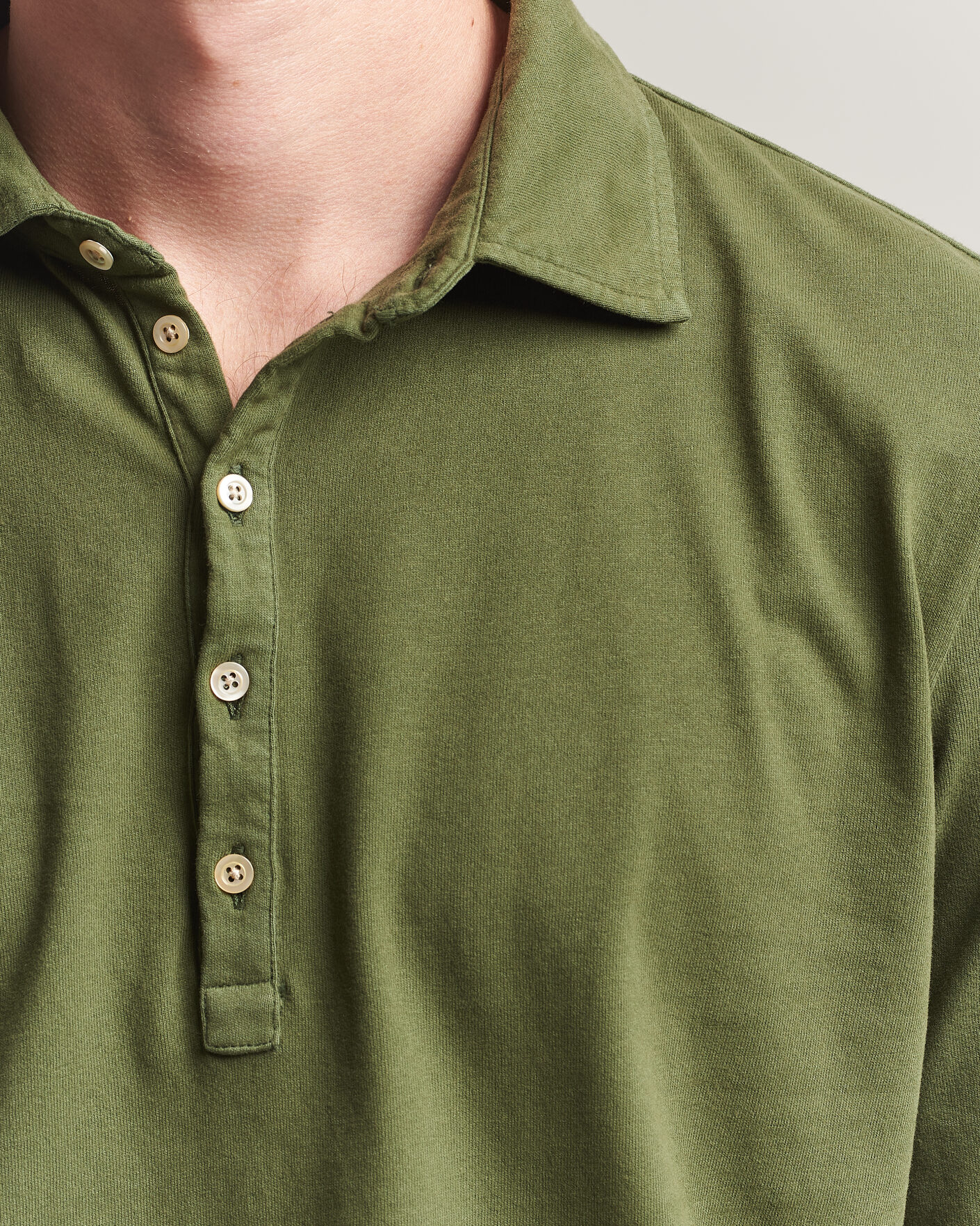 Men | Polo Shirts | Massimo Alba | Raya Long Sleeve Polo Moss Green
