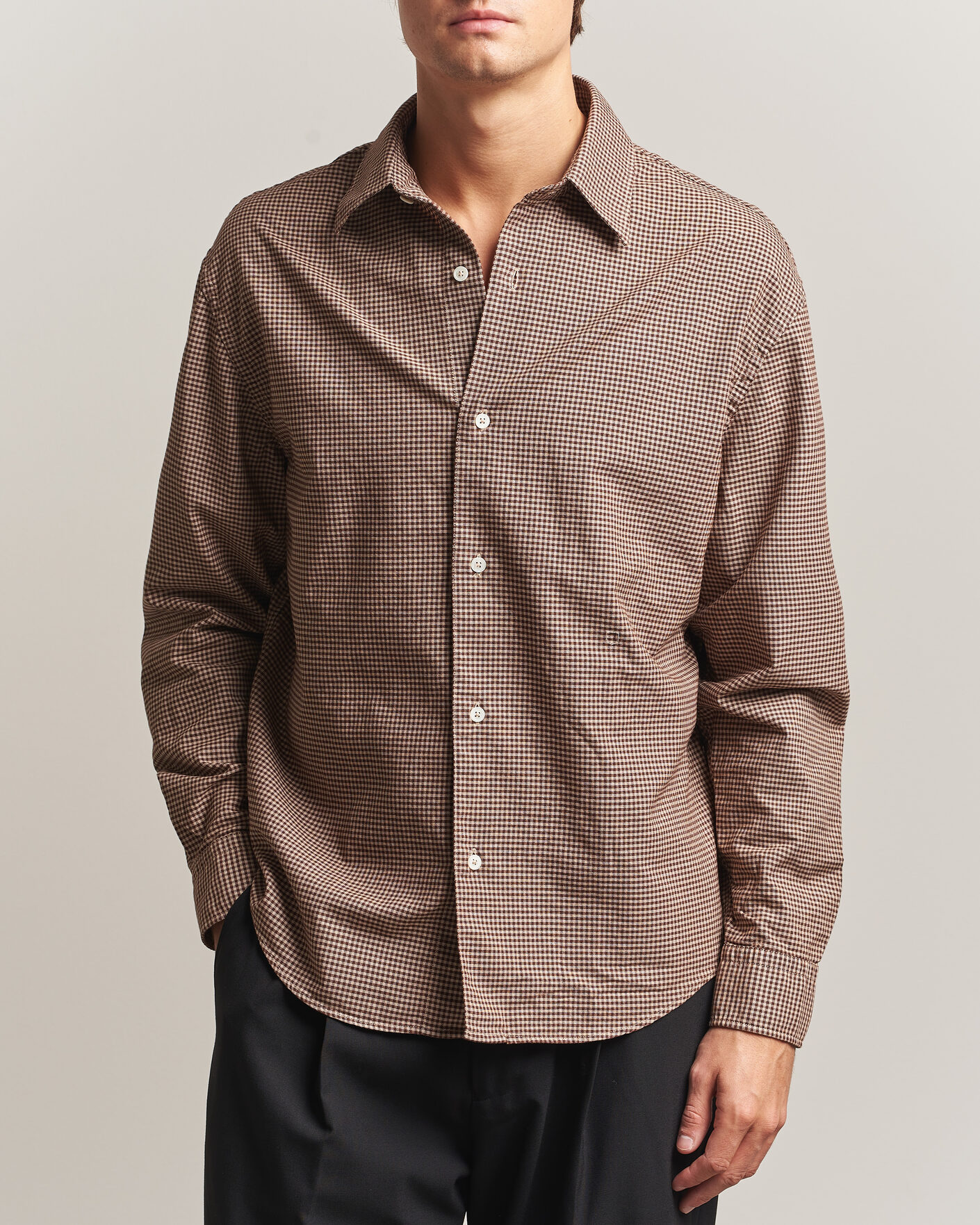 Men | Shirts | Massimo Alba | Boxy Microcheck Shirt Fossil