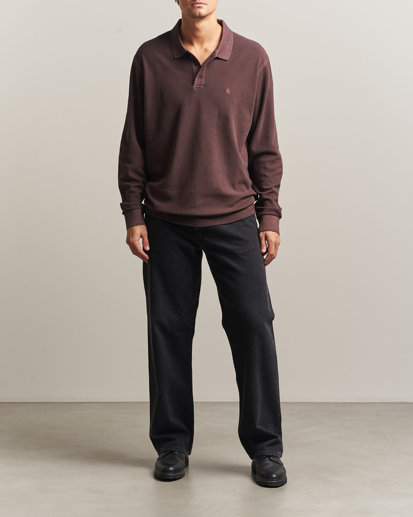 Men | Sweaters & Knitwear | Carhartt WIP | Long Sleeve Waffle Rugby Shirt Palisander Brown