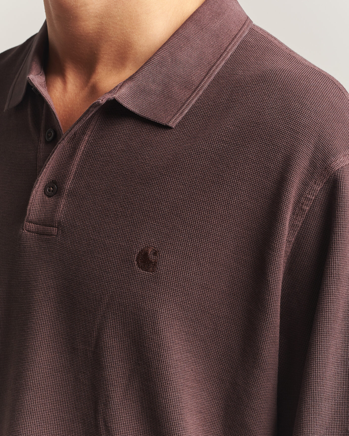 Men | Sweaters & Knitwear | Carhartt WIP | Long Sleeve Waffle Rugby Shirt Palisander Brown
