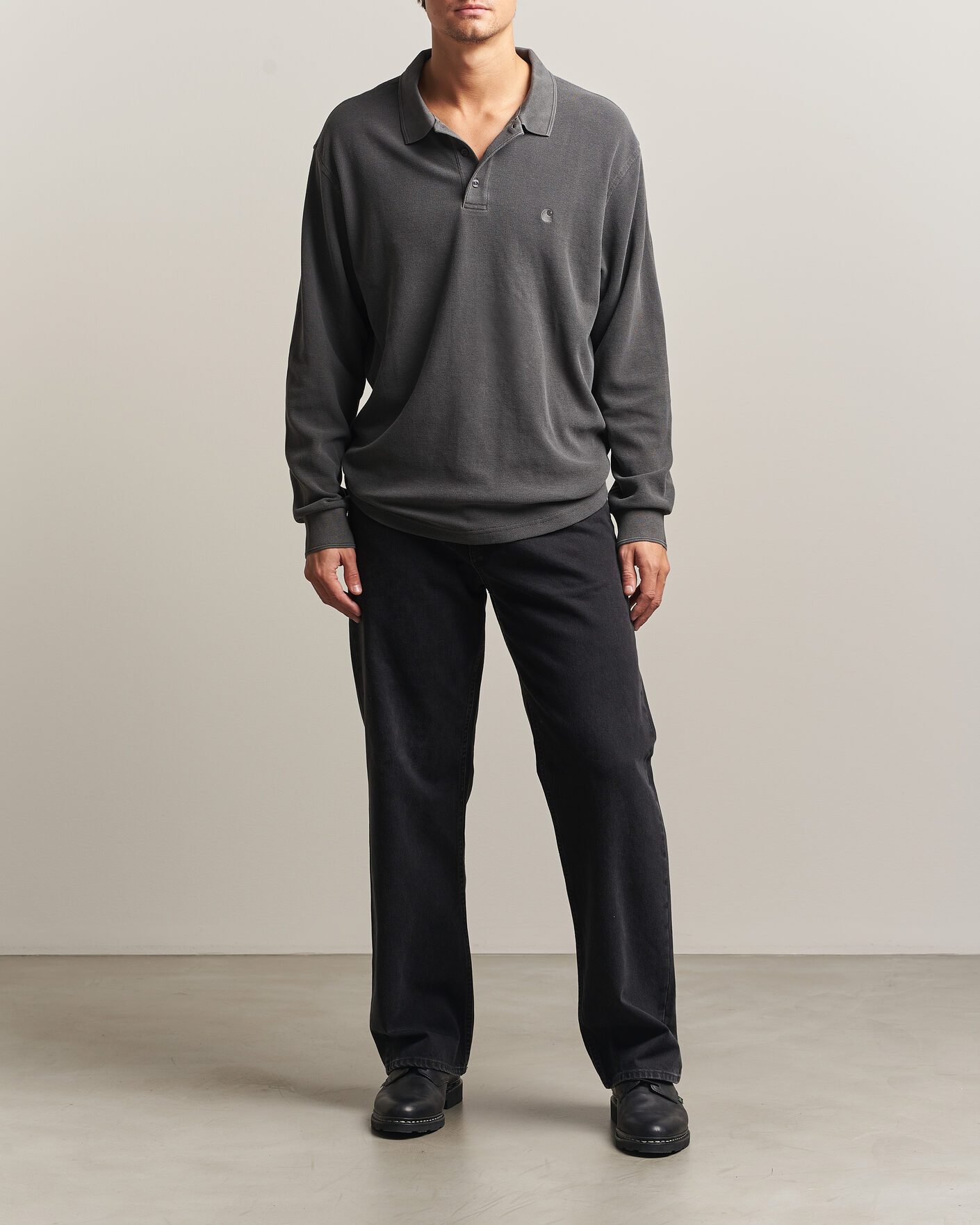 Men | Sweaters & Knitwear | Carhartt WIP | Long Sleeve Waffle Rugby Shirt Black