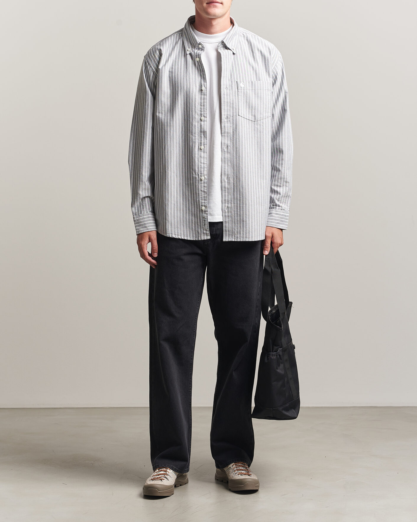 Men | Shirts | Carhartt WIP | Canan Striped Oxford Shirt Black