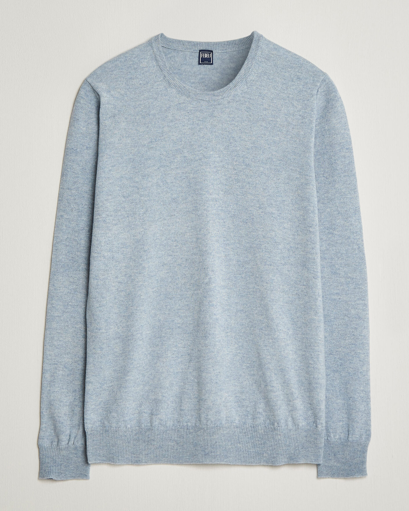 Men | Sweaters & Knitwear | Fedeli | Pure Cashmere Crew Neck Light Blue