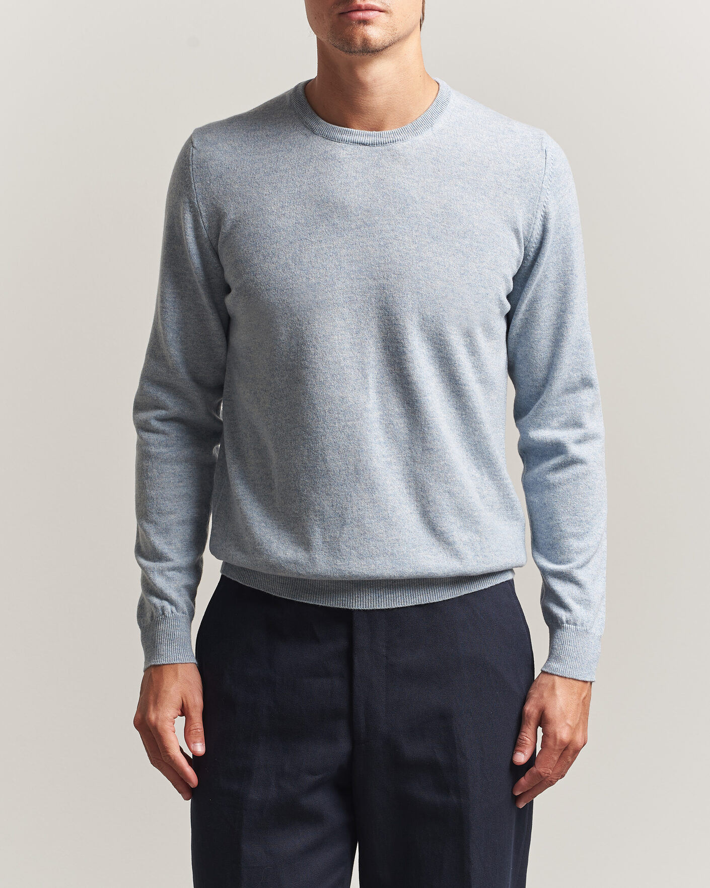 Men | Sweaters & Knitwear | Fedeli | Pure Cashmere Crew Neck Light Blue