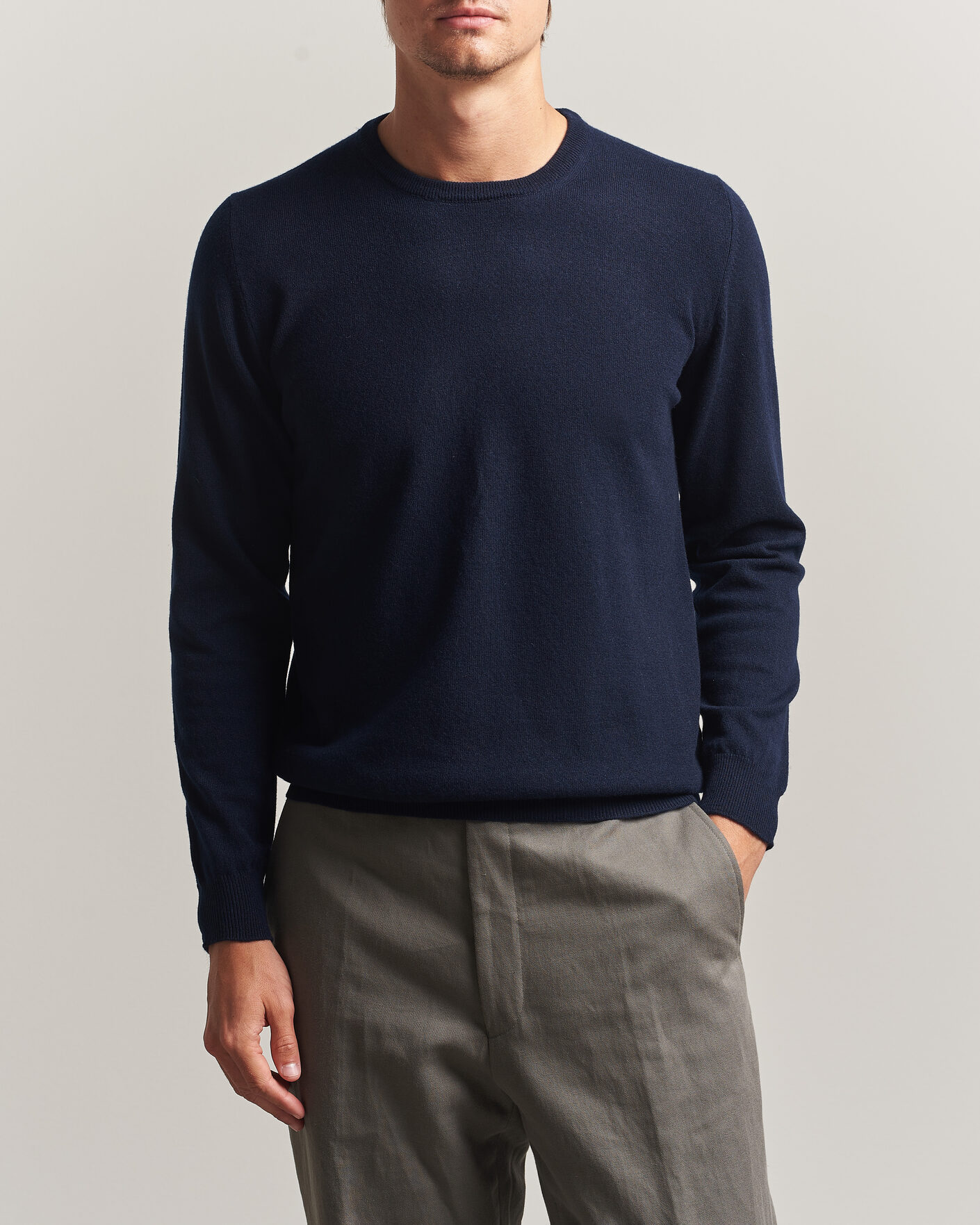 Men | Sweaters & Knitwear | Fedeli | Pure Cashmere Crew Neck Navy Blue