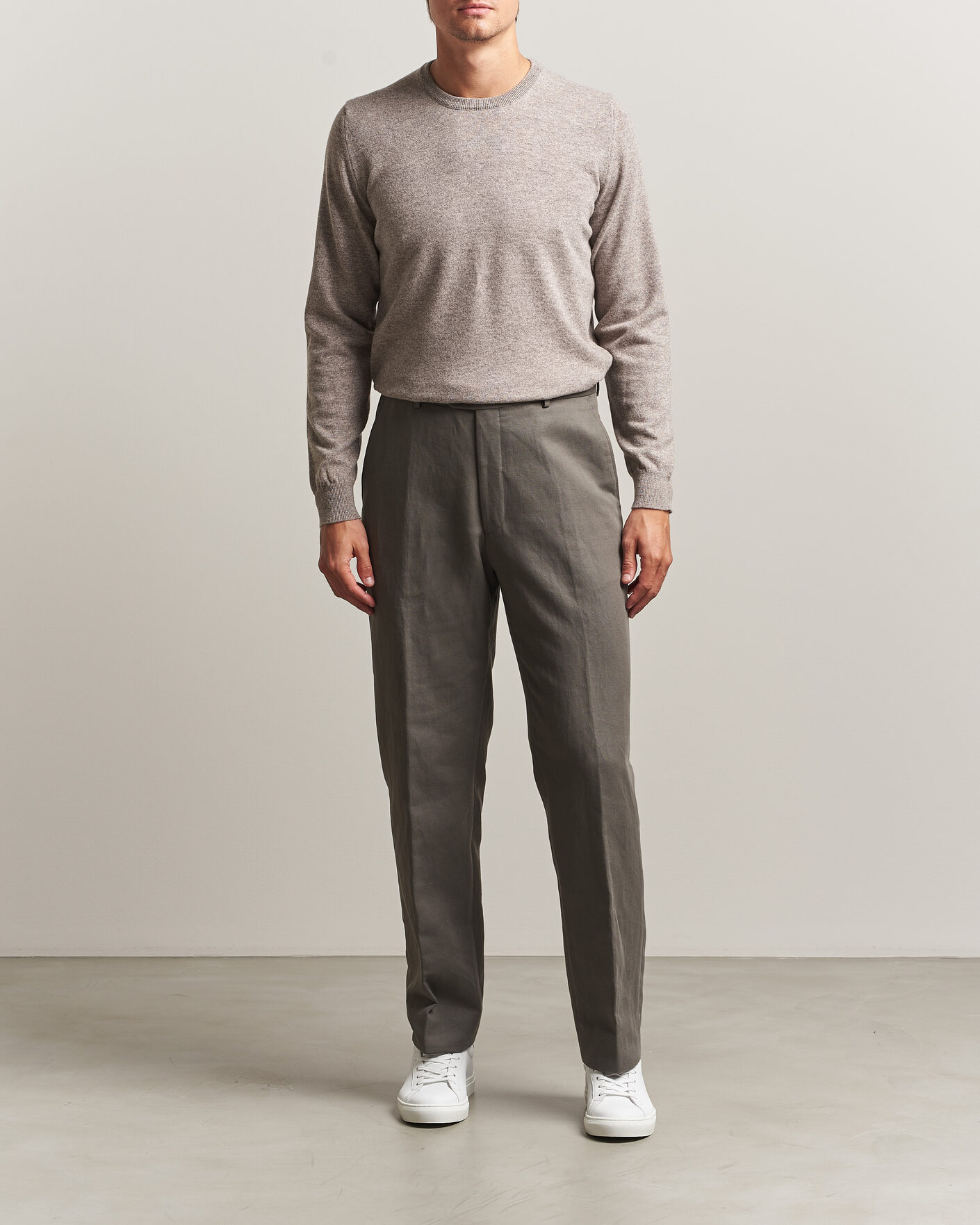 Men | Sweaters & Knitwear | Fedeli | Pure Cashmere Crew Neck Beige Melange