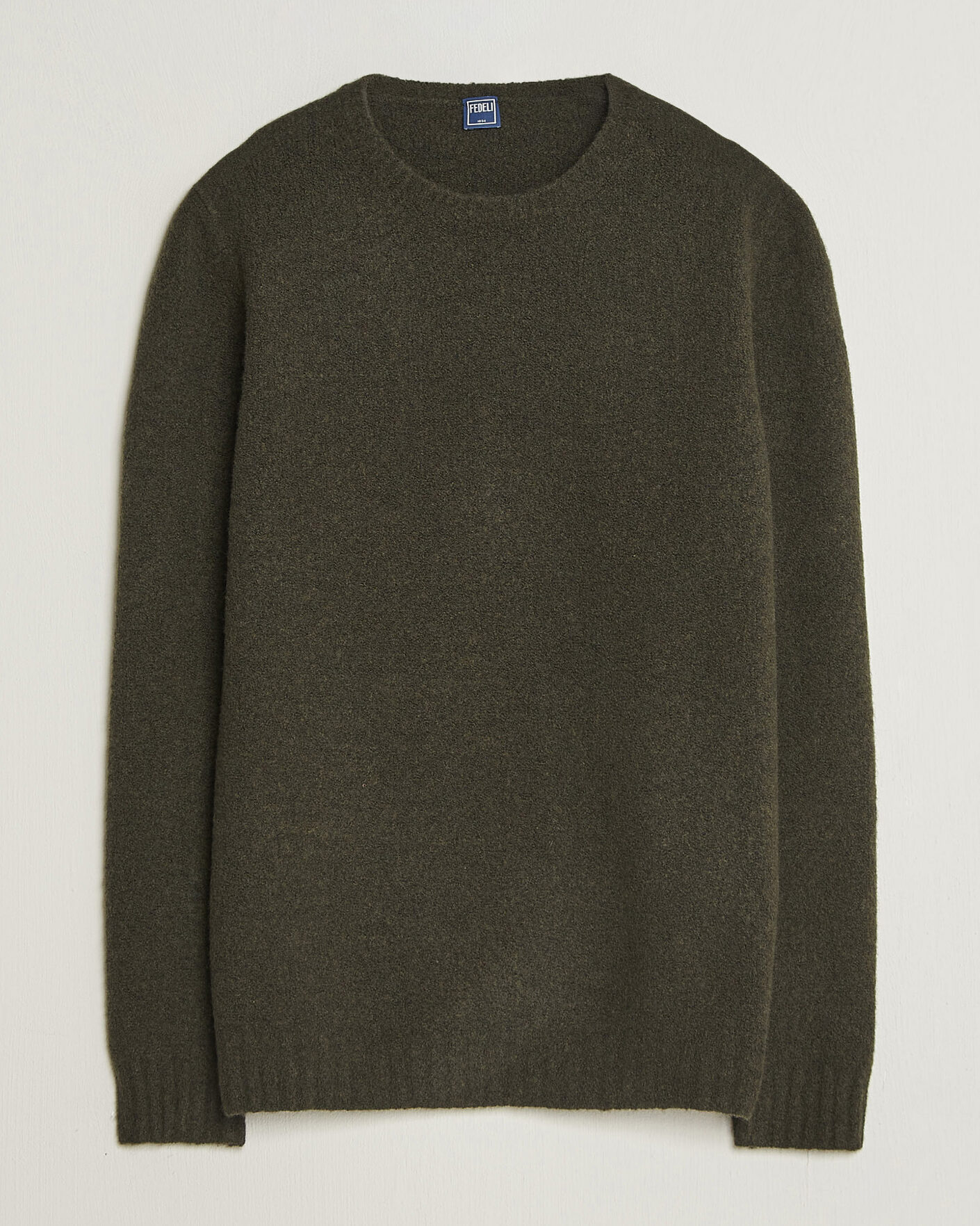 Men | Sweaters & Knitwear | Fedeli | Cashmere Blend Boucle Sweater Forest Green