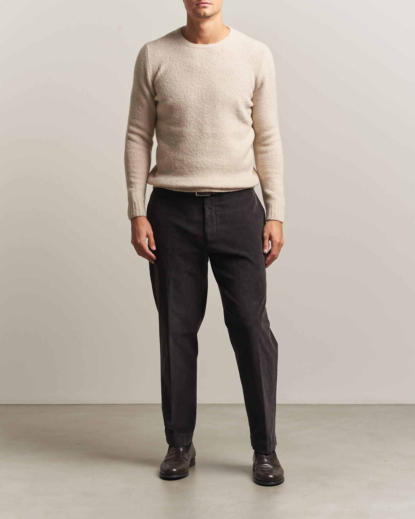 Men | Sweaters & Knitwear | Fedeli | Cashmere Blend Boucle Sweater Light Grey