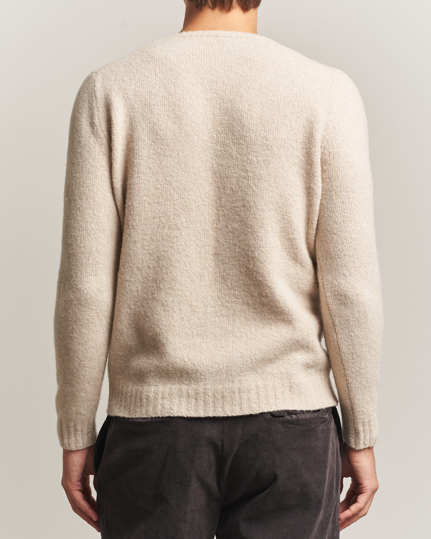 Men | Sweaters & Knitwear | Fedeli | Cashmere Blend Boucle Sweater Light Grey