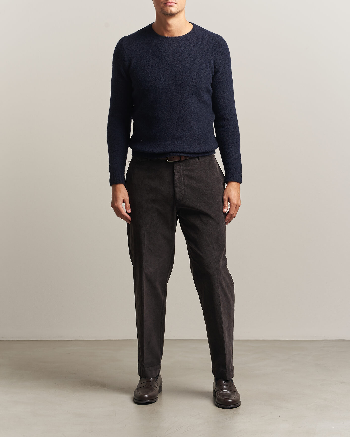 Men | Sweaters & Knitwear | Fedeli | Cashmere Blend Boucle Sweater Navy