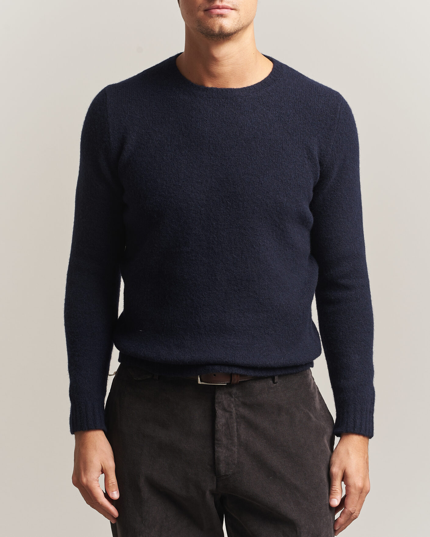 Men | Sweaters & Knitwear | Fedeli | Cashmere Blend Boucle Sweater Navy